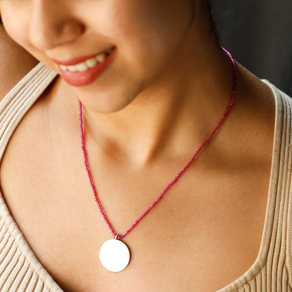 Ruby Necklace with Silver Coin