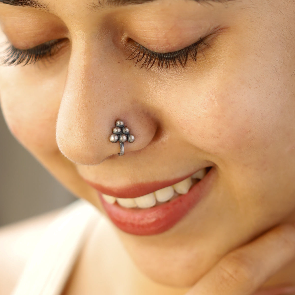 Silver Triangle Kudi Nose pin Clip On