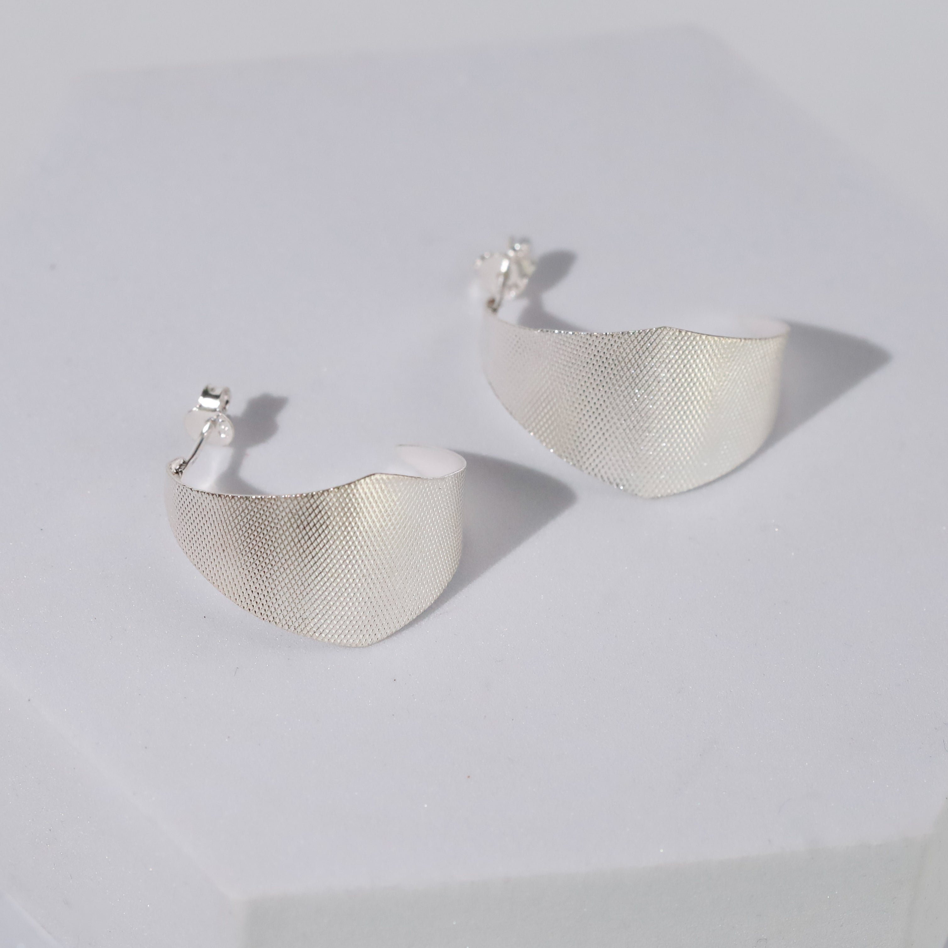 Alisha Hoops - Fold Earrings ( Shiny Silver Finish )