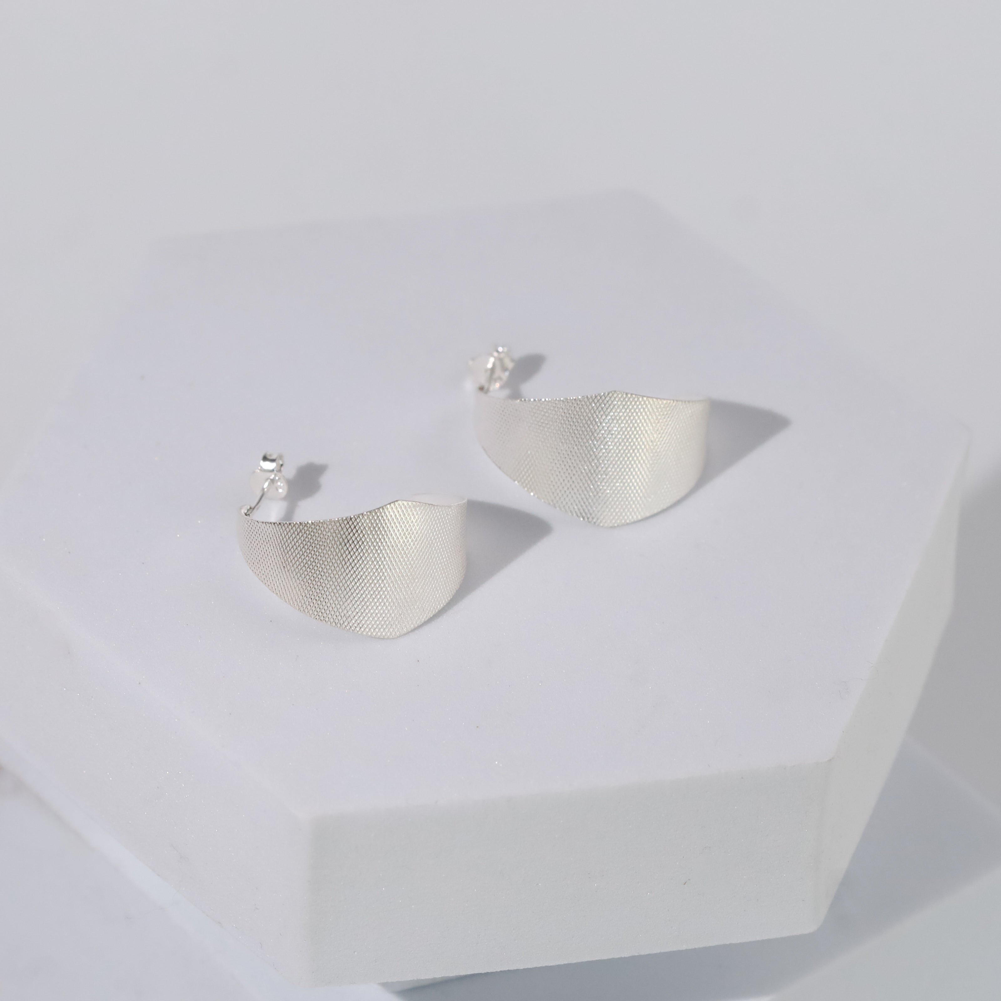 Alisha Hoops - Fold Earrings ( Shiny Silver Finish )