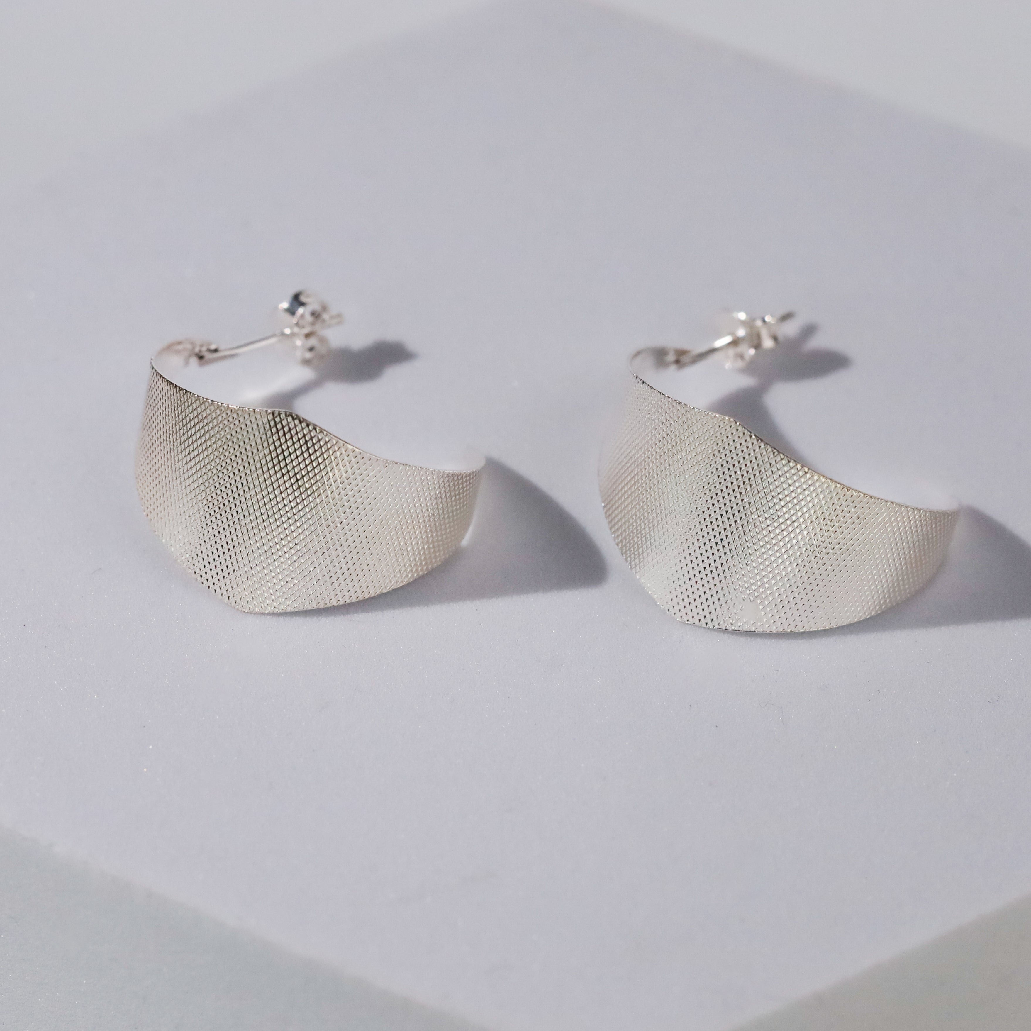 Alisha Hoops - Fold Earrings ( Shiny Silver Finish )
