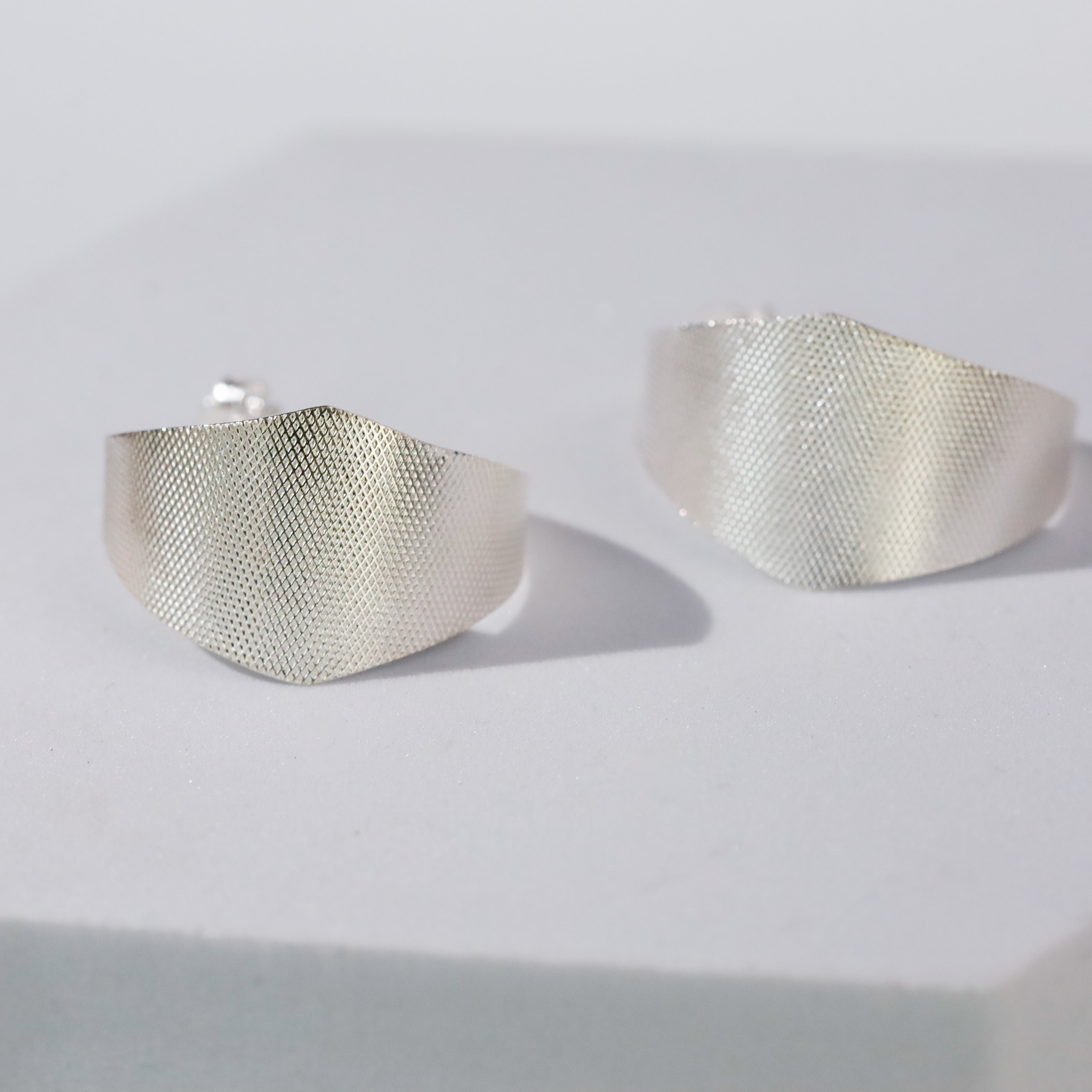 Alisha Hoops - Fold Earrings ( Shiny Silver Finish )