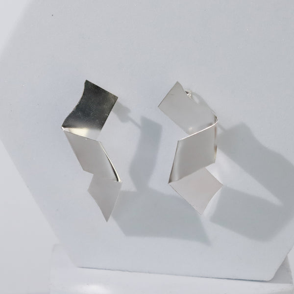 Gaga - Fold Earring ( Shiny Silver Finish )