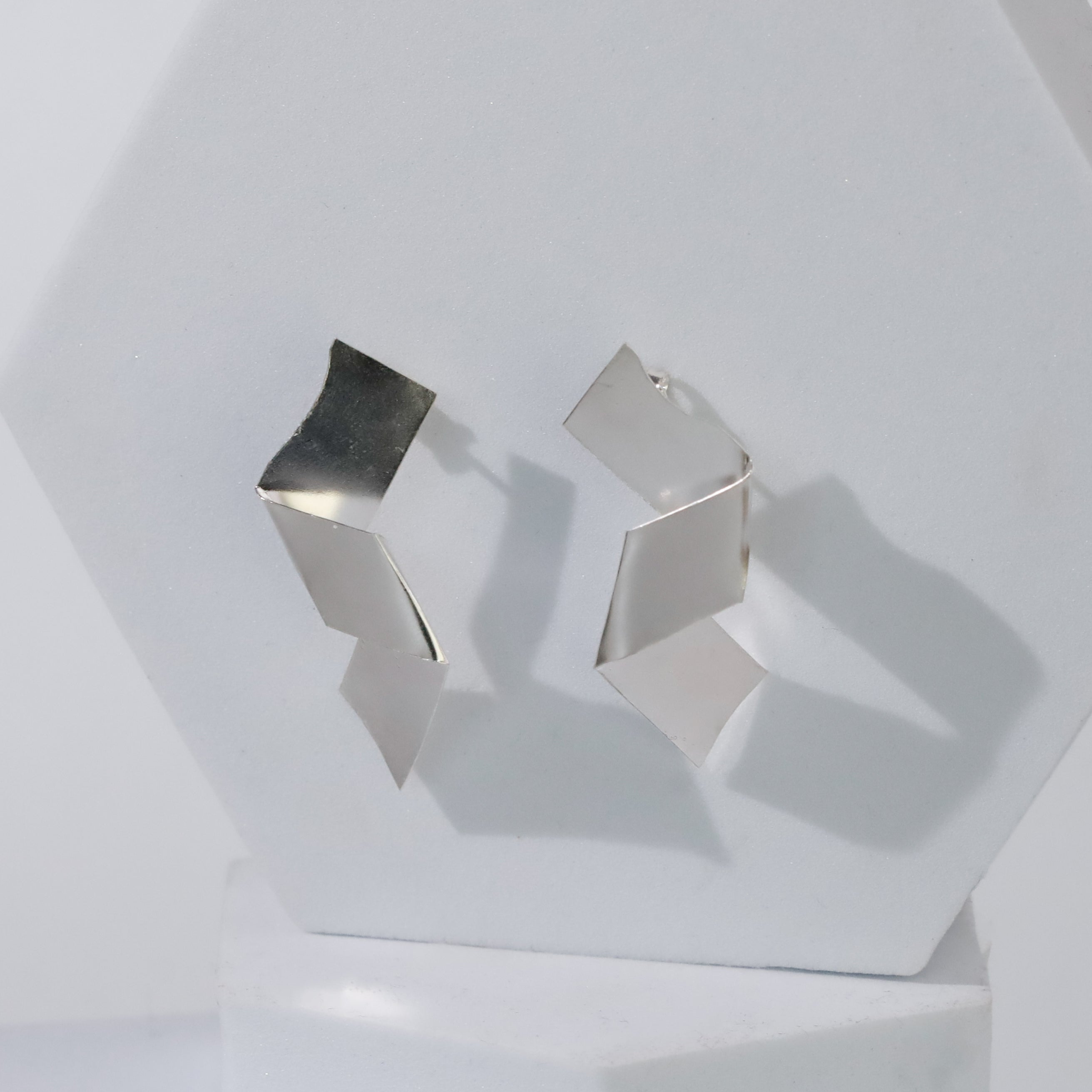 Gaga - Fold Earring ( Shiny Silver Finish )