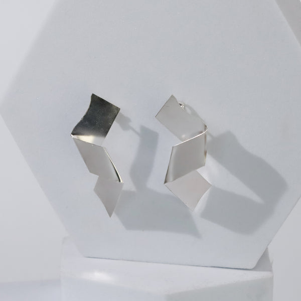 Gaga - Fold Earring ( Shiny Silver Finish )