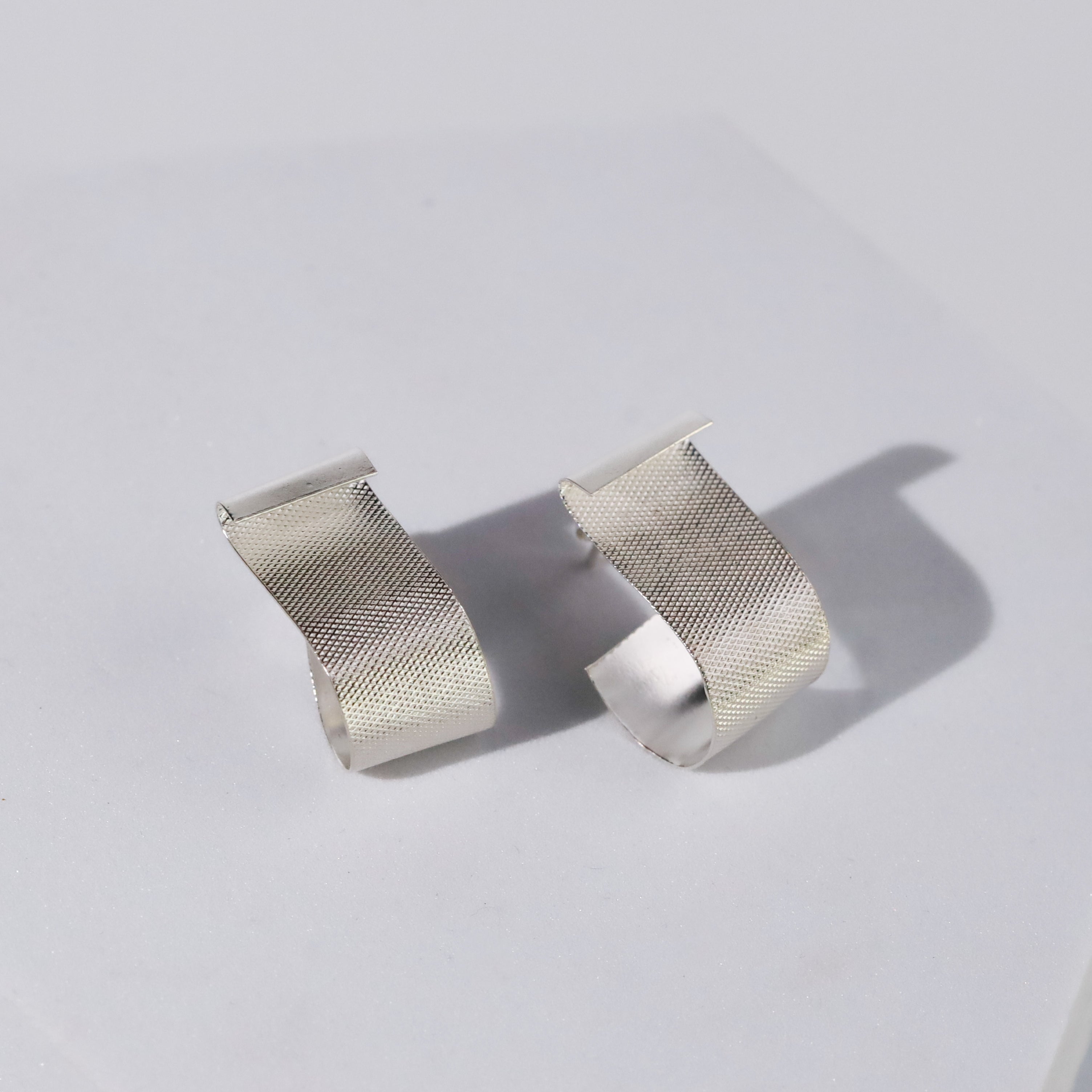 Roma - Fold Earrings ( Shiny Silver Finish )