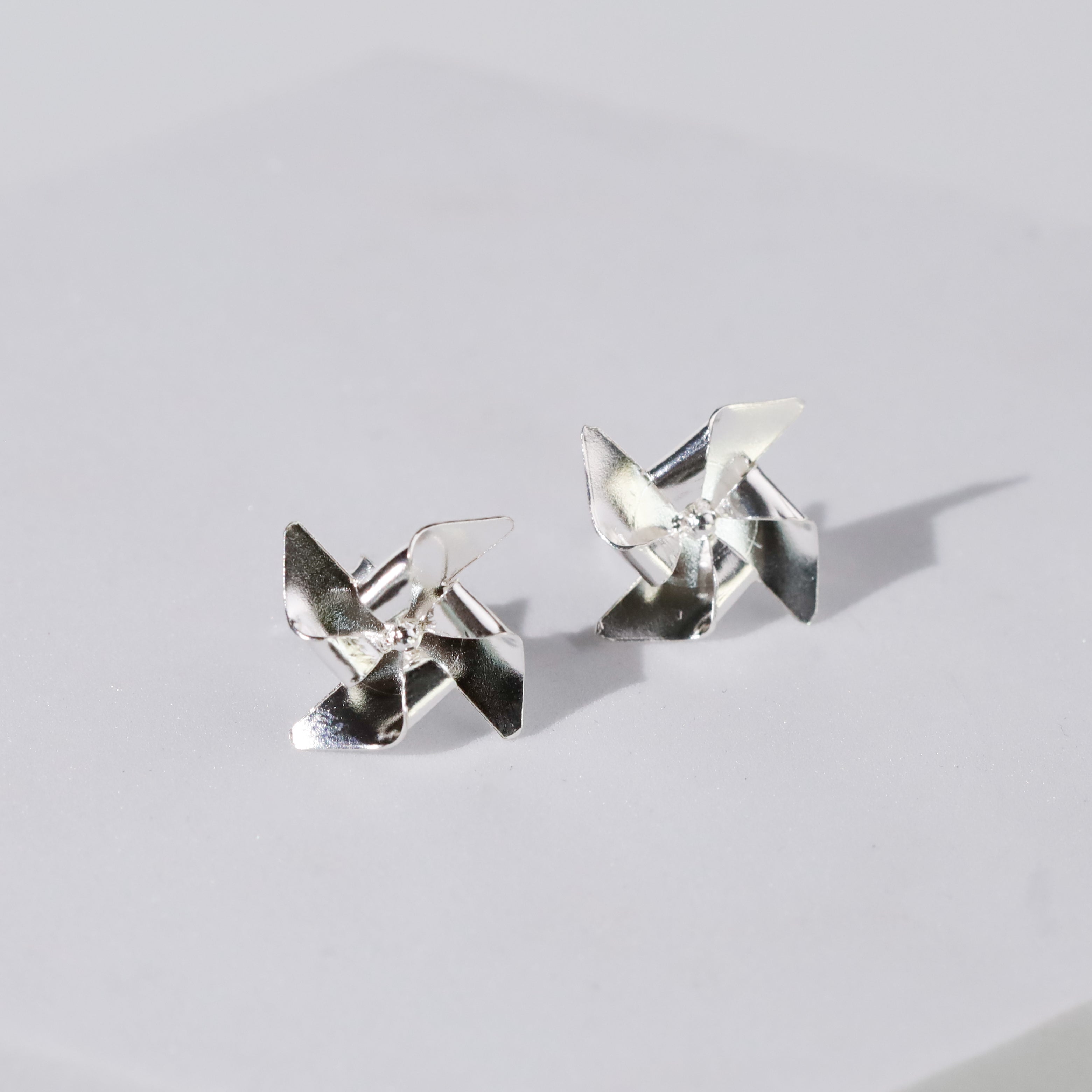 Pinwheel Studs - Fold Earrings | 92.5 Silver