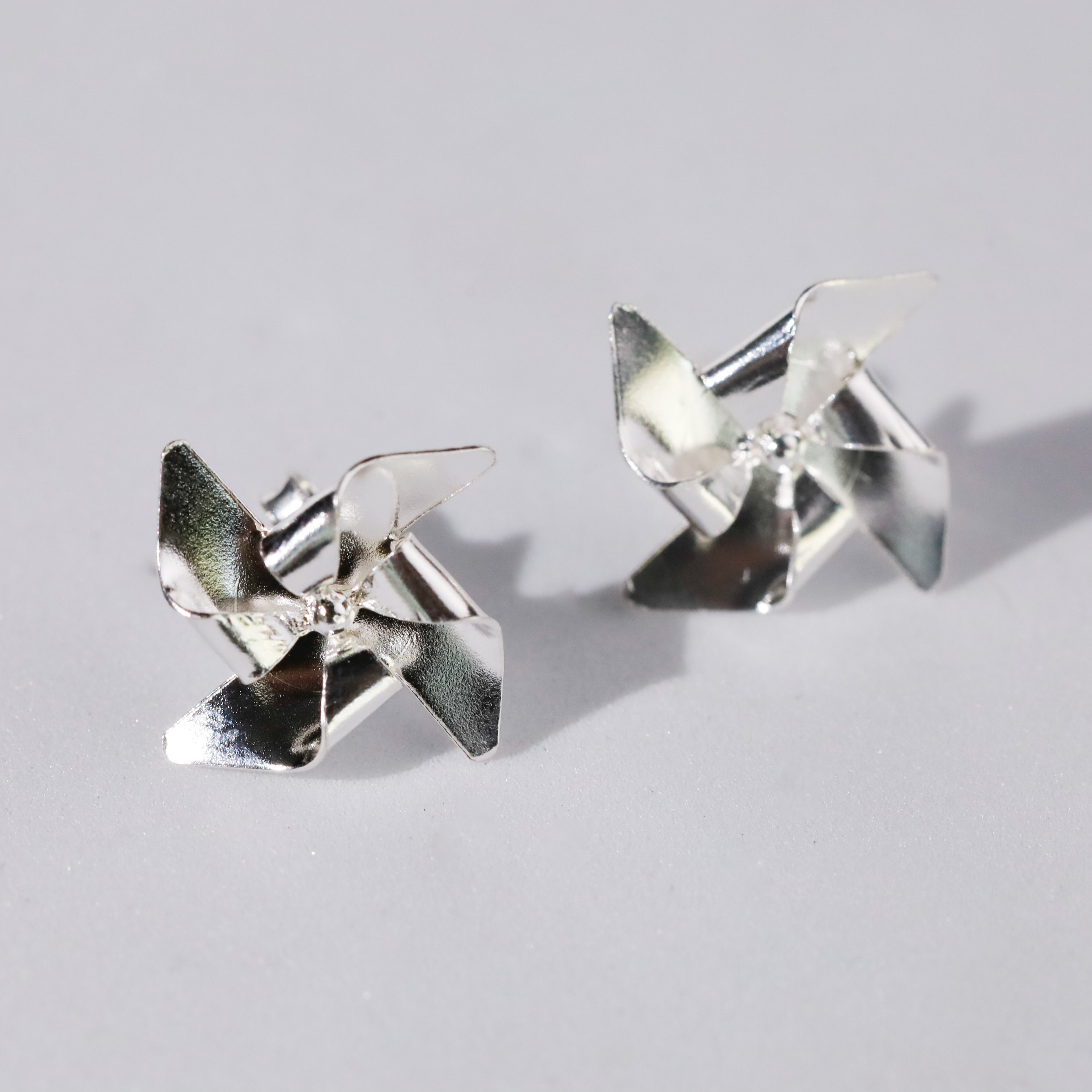 Pinwheel Studs - Fold Earrings | 92.5 Silver