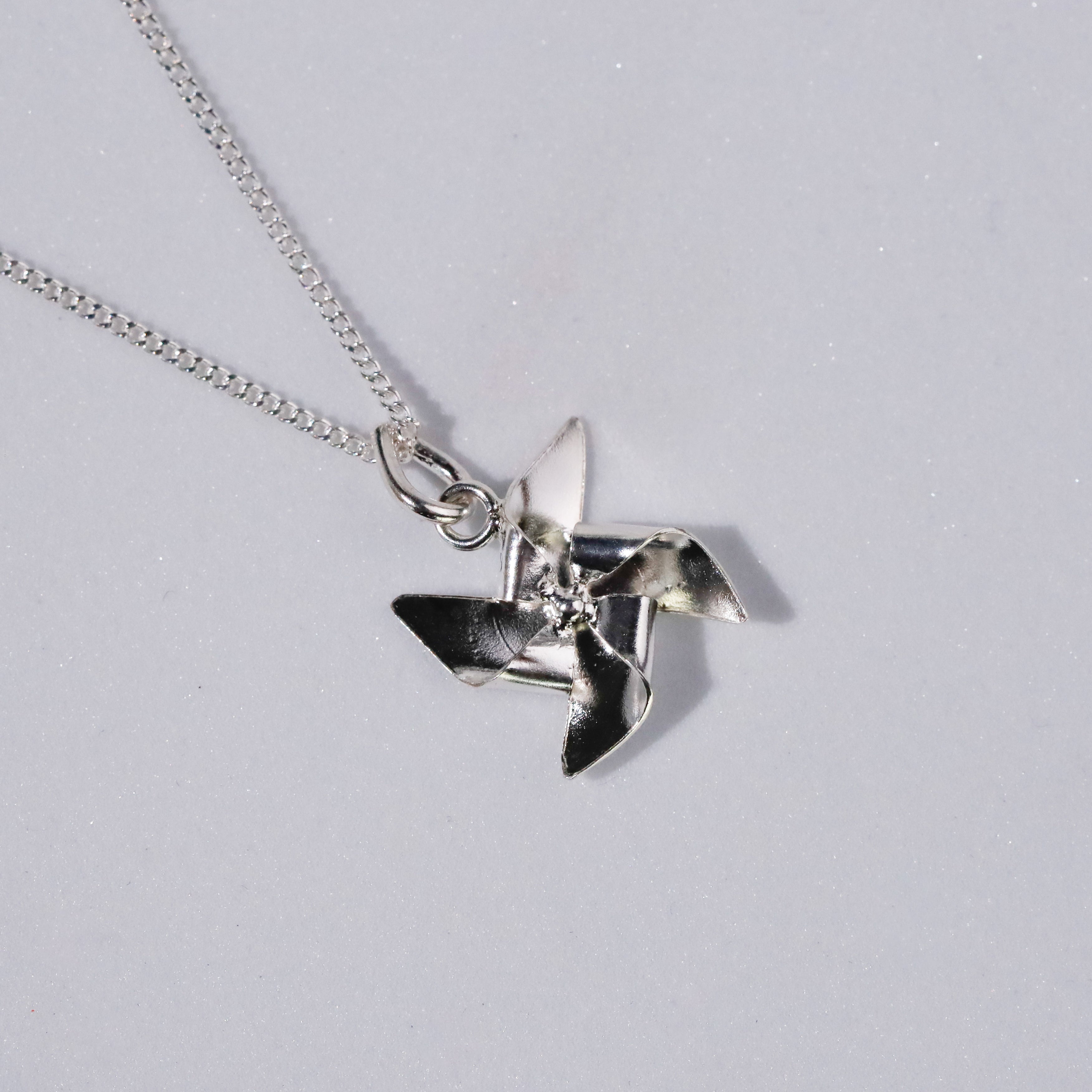 Pinwheel Necklace - Fold collection ( Shiny Silver Finish )