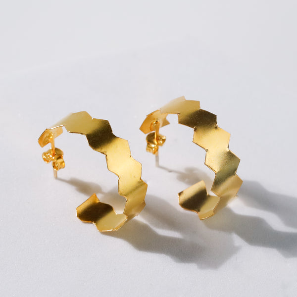 Natasha- Fold Earrings | 92.5 Silver | 22K Gold Plated