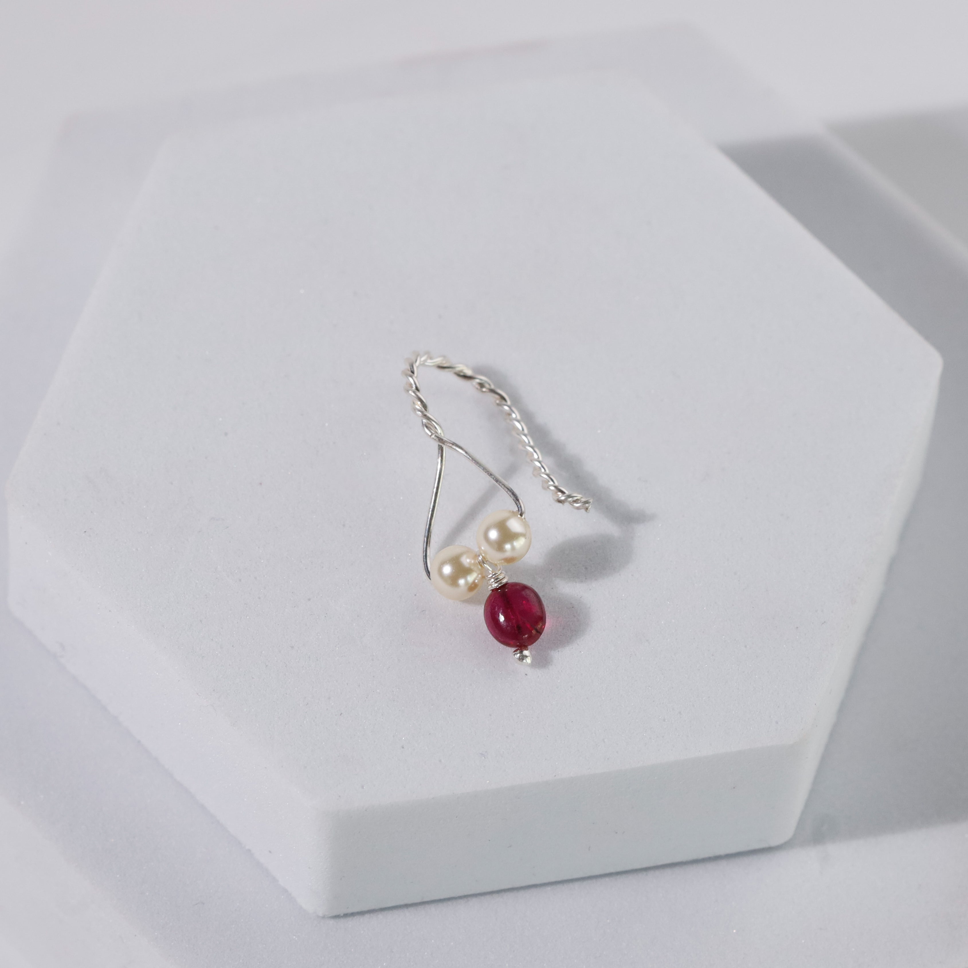 Silver Big Bali with Pearls and Ruby