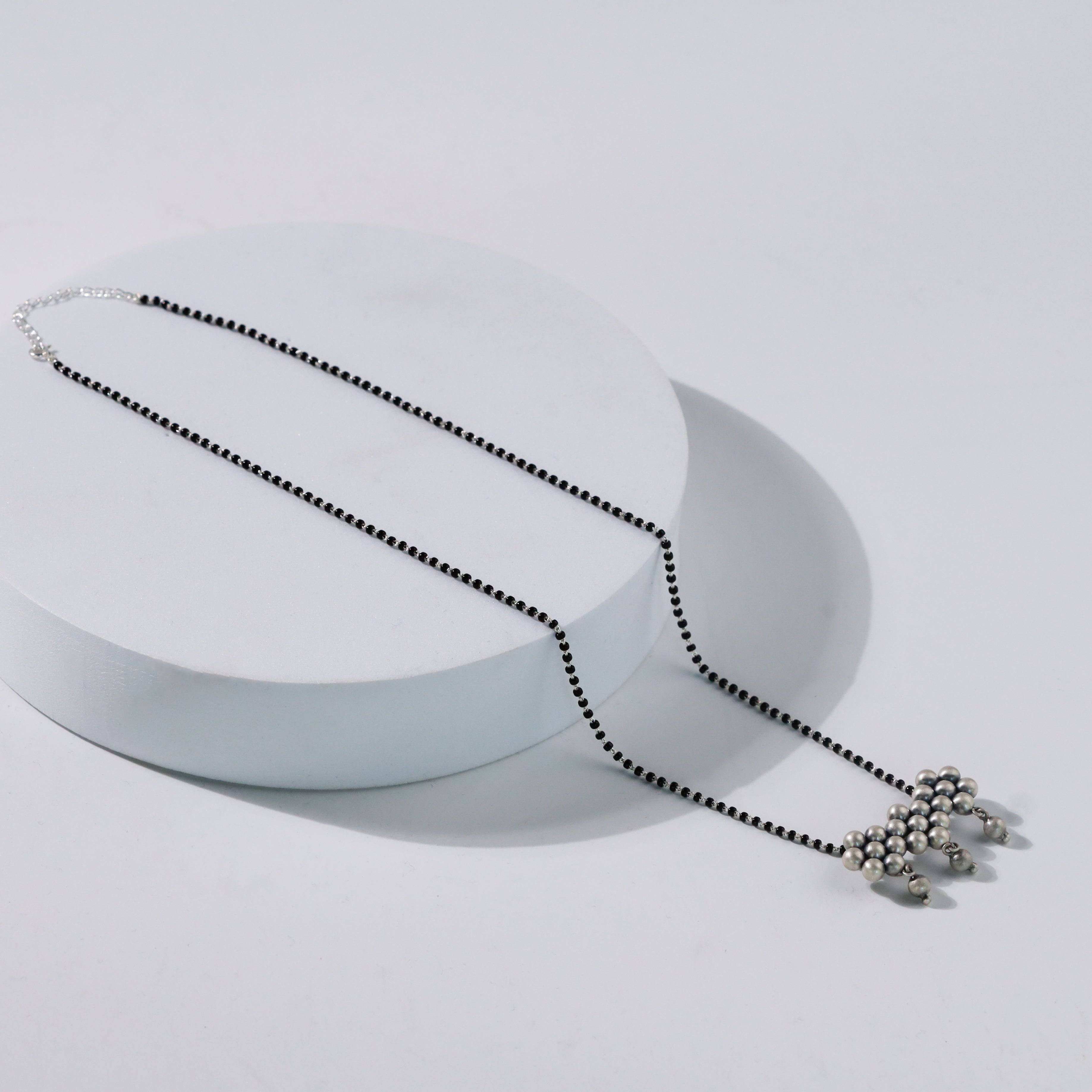 Silver Kudi Mangalsutra with Black Bead String