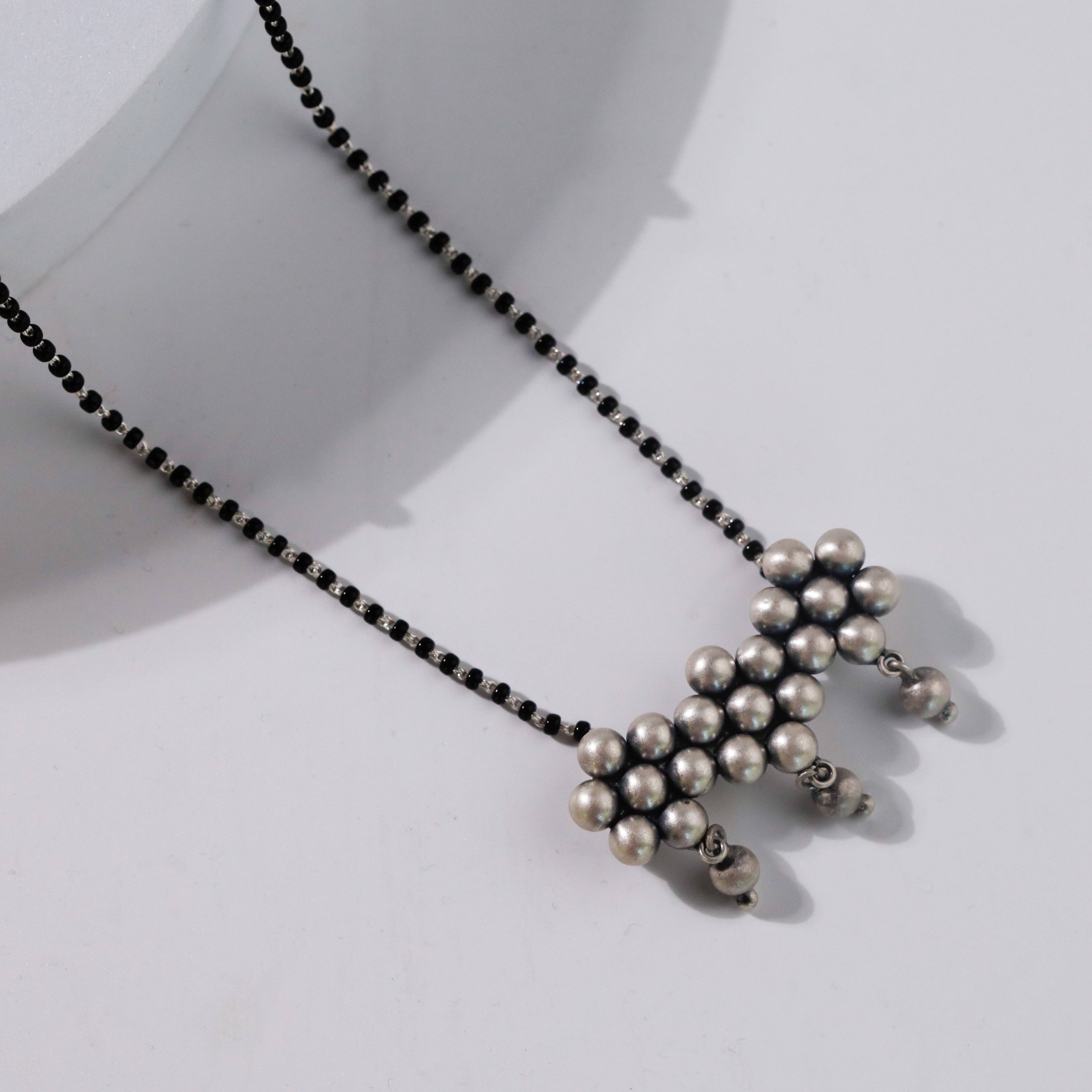Silver Kudi Mangalsutra with Black Bead String