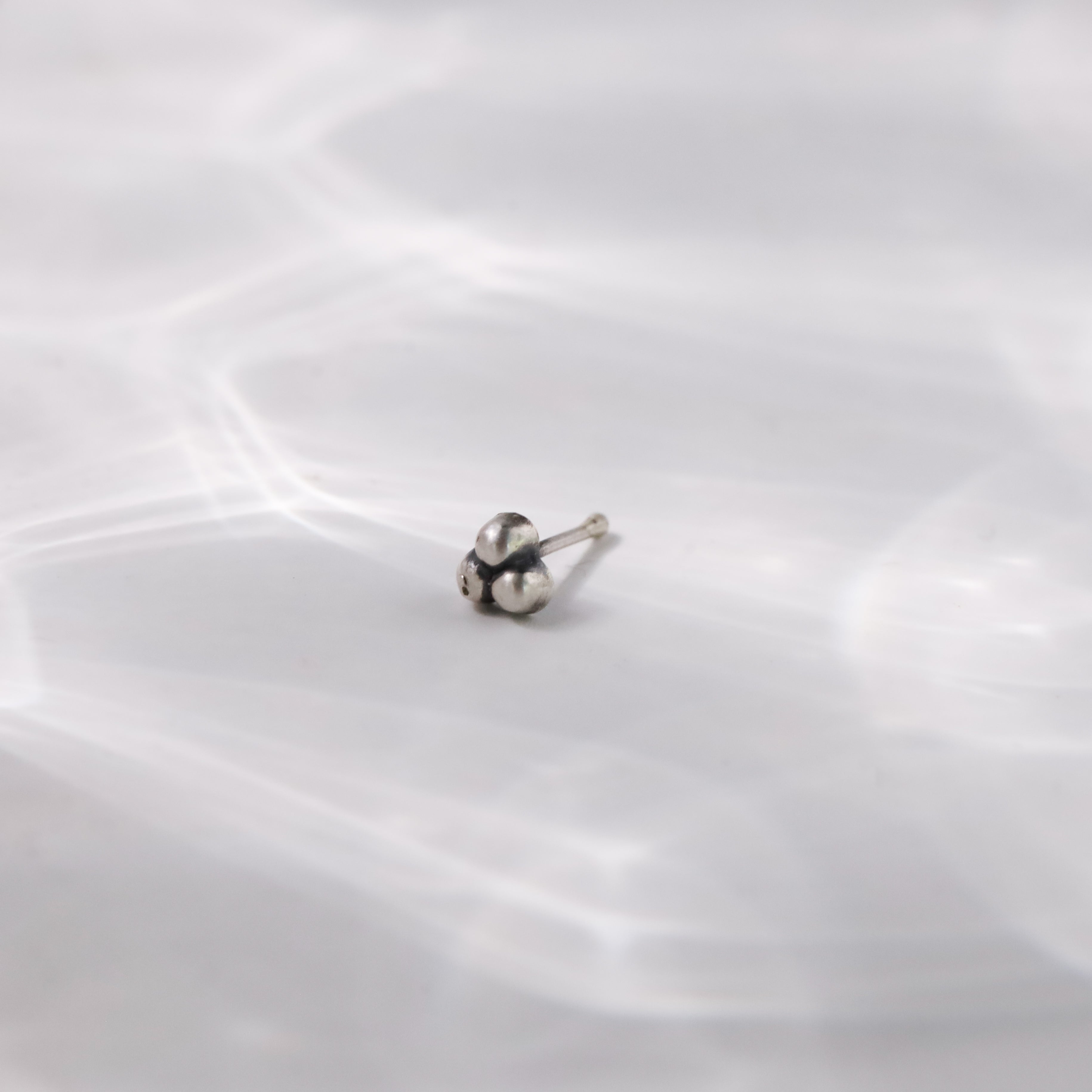Handcrafted dainty silver nose pin polished finish