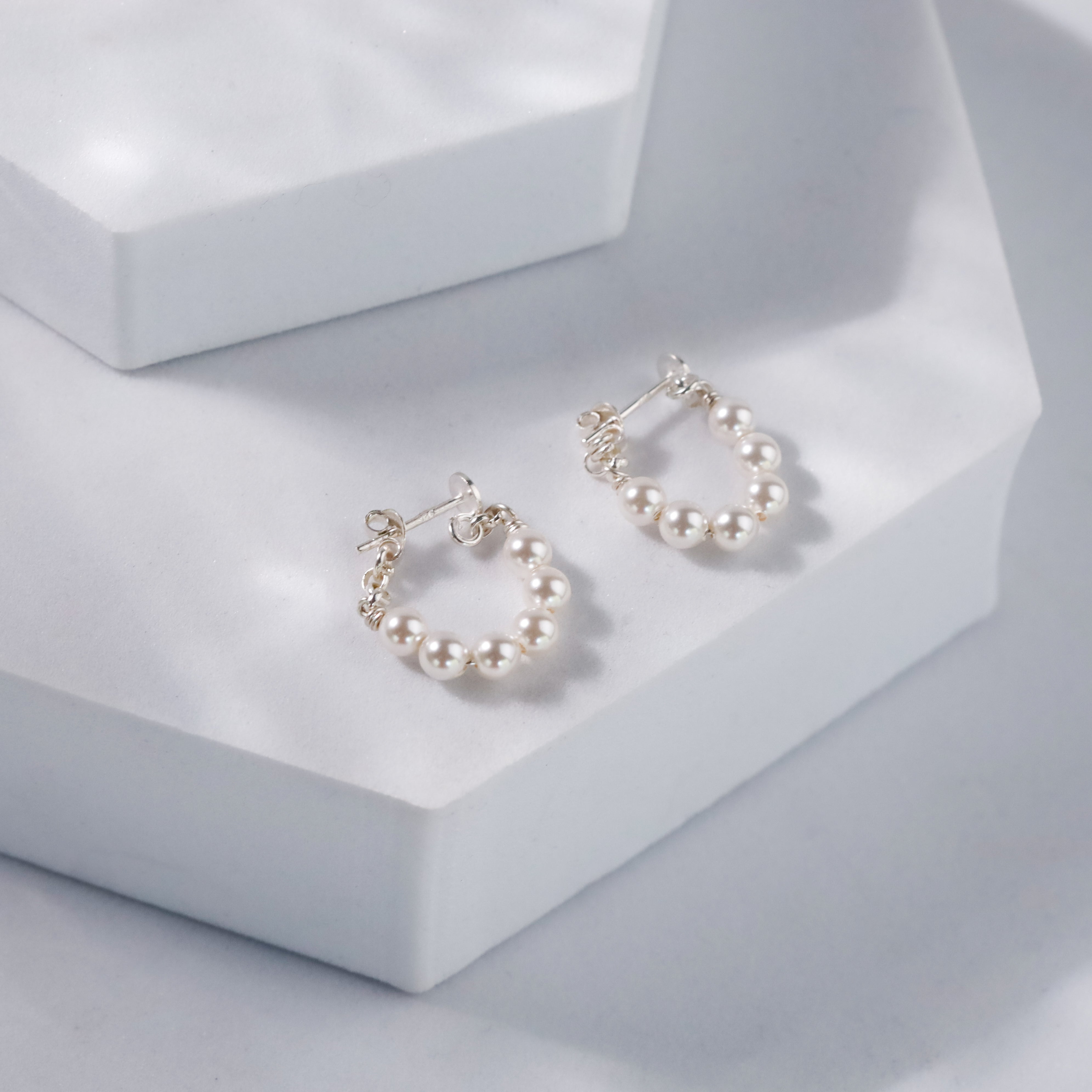 style pearl halo earrings with modern look