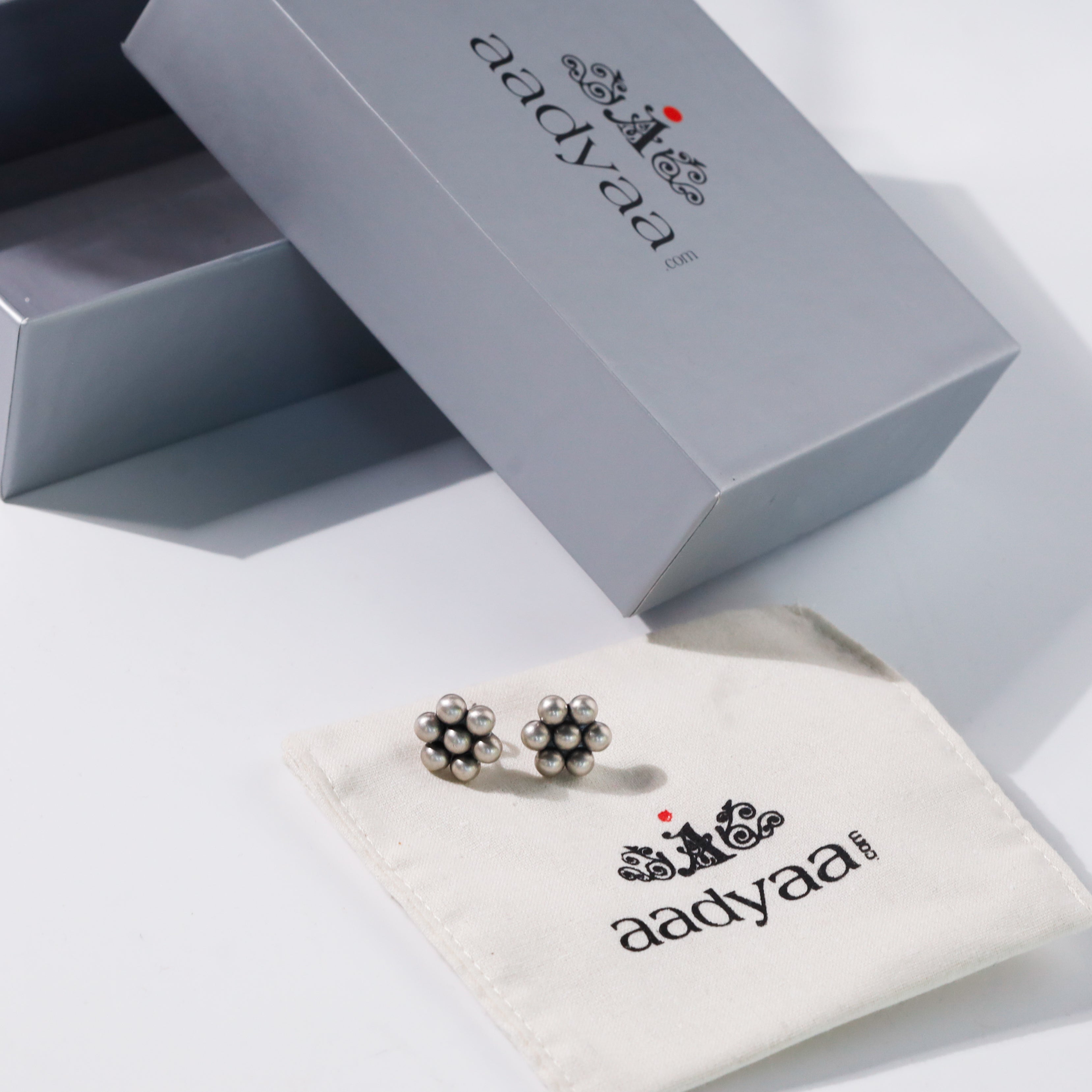 Silver Kudi Motif Studs Medium with tradition