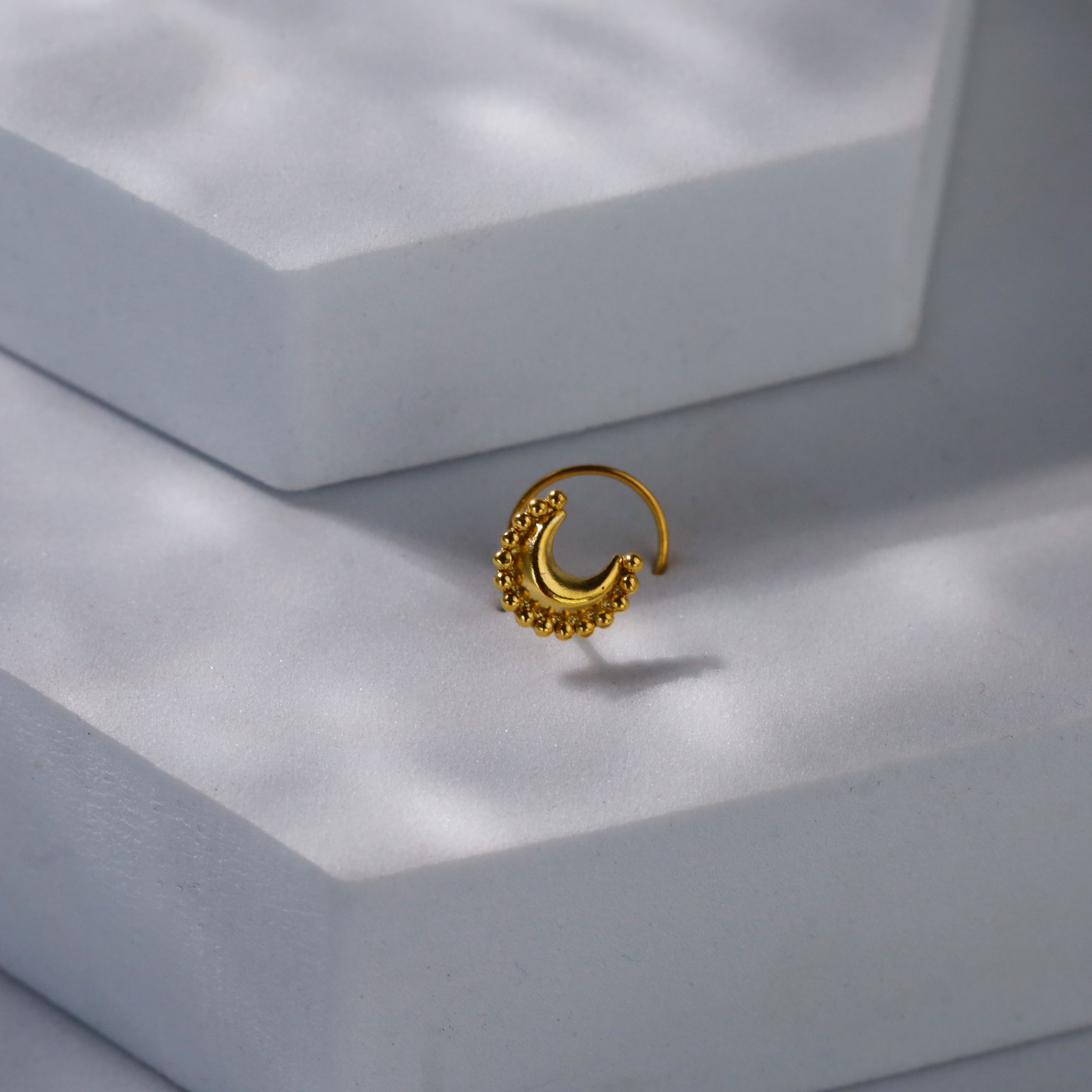 Chandrakor Nose pin : Big (Pierced) (Gold Plated)
