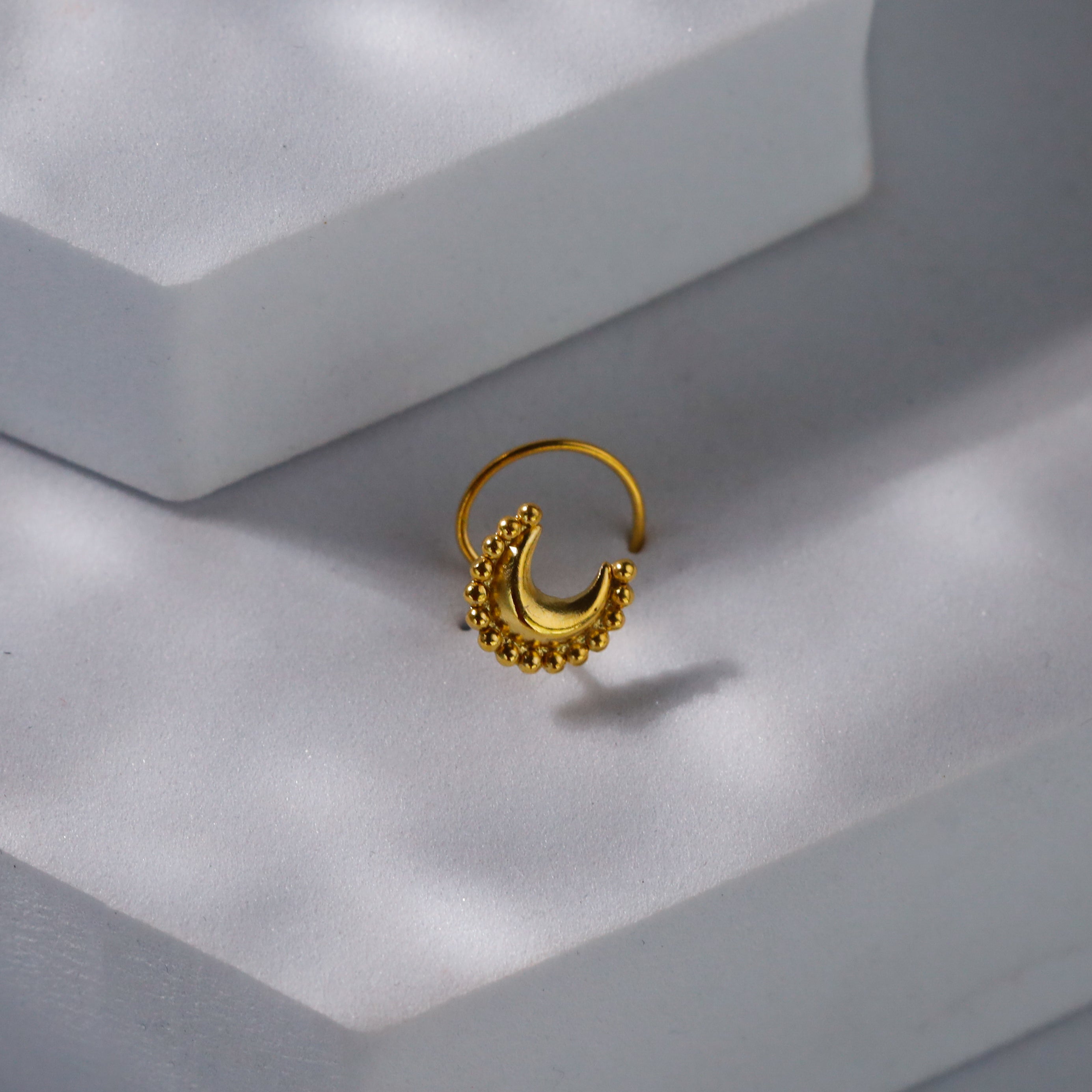Chandrakor Nose pin : Big (Pierced) (Gold Plated)