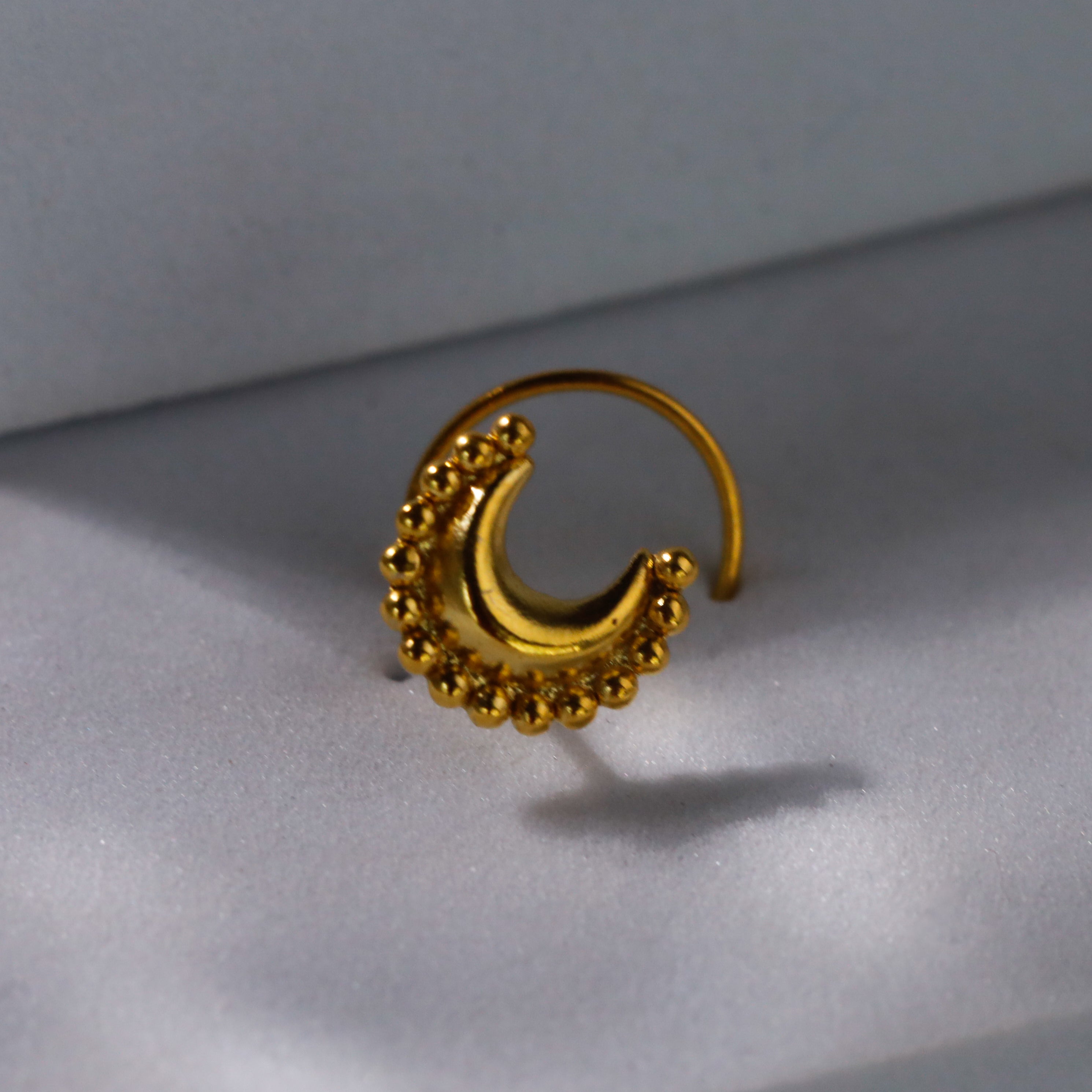 Chandrakor Nose pin : Big (Pierced) (Gold Plated)