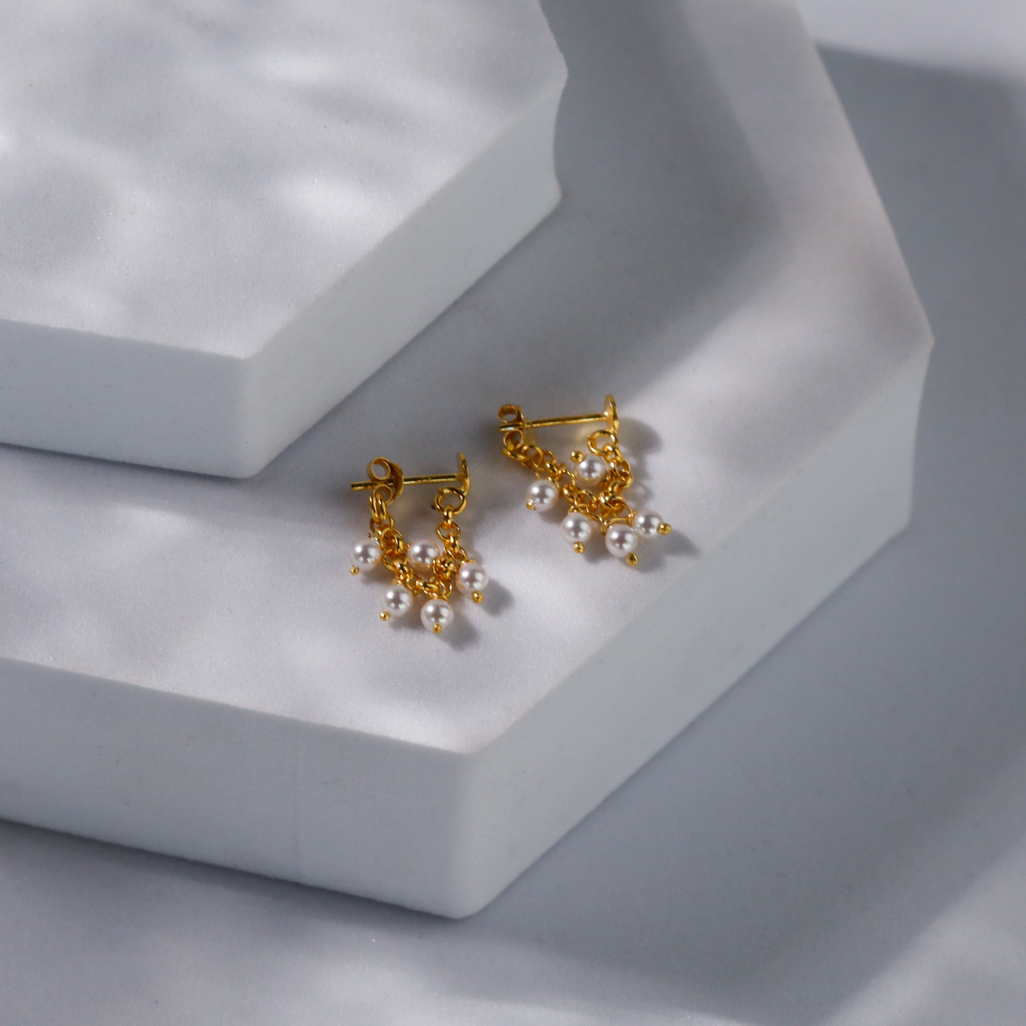 Pearl Trinkets: Dainty Pearl Earrings | 92.5 Silver | 22K Gold Plated