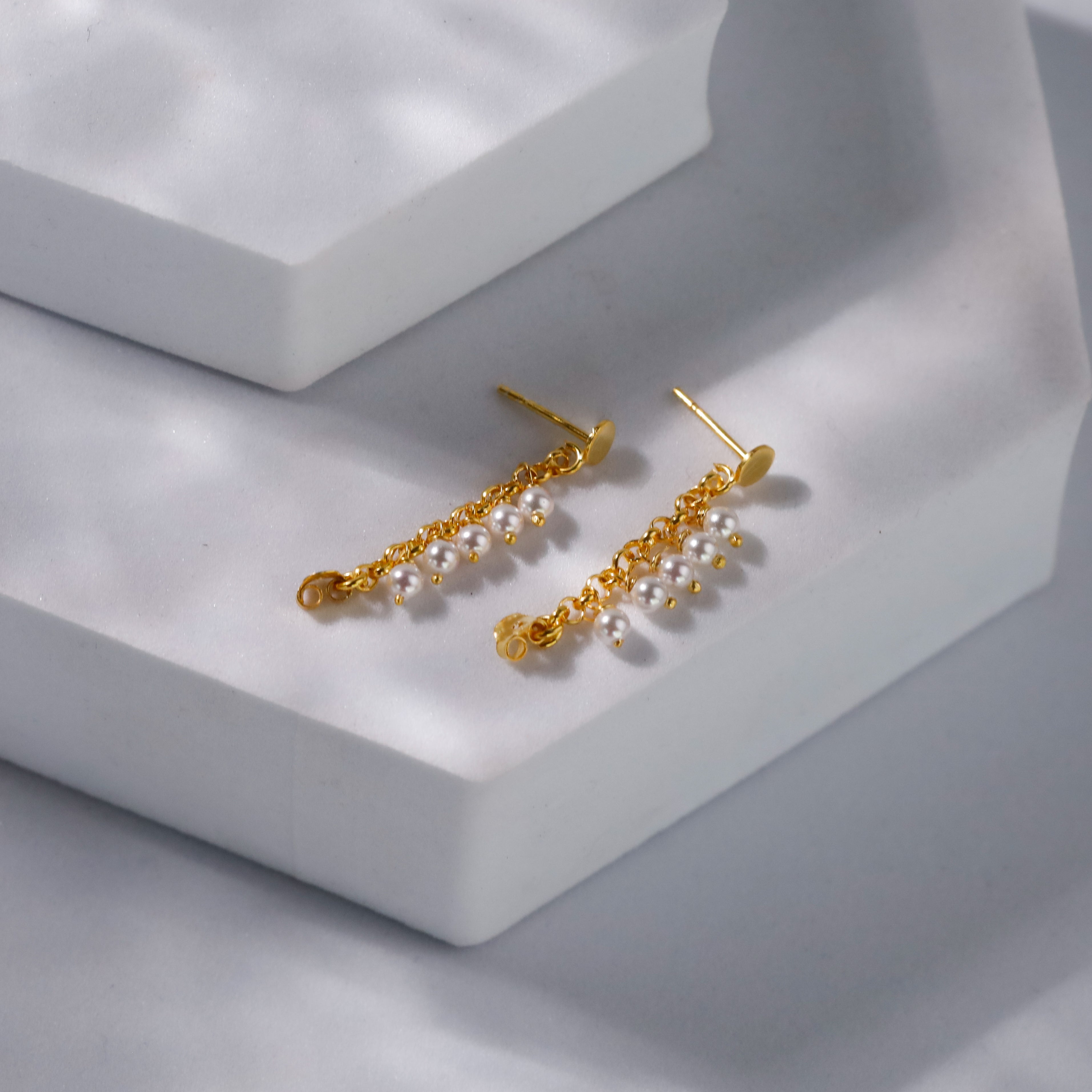 Pearl Trinkets: Dainty Pearl Earrings | 92.5 Silver | 22K Gold Plated