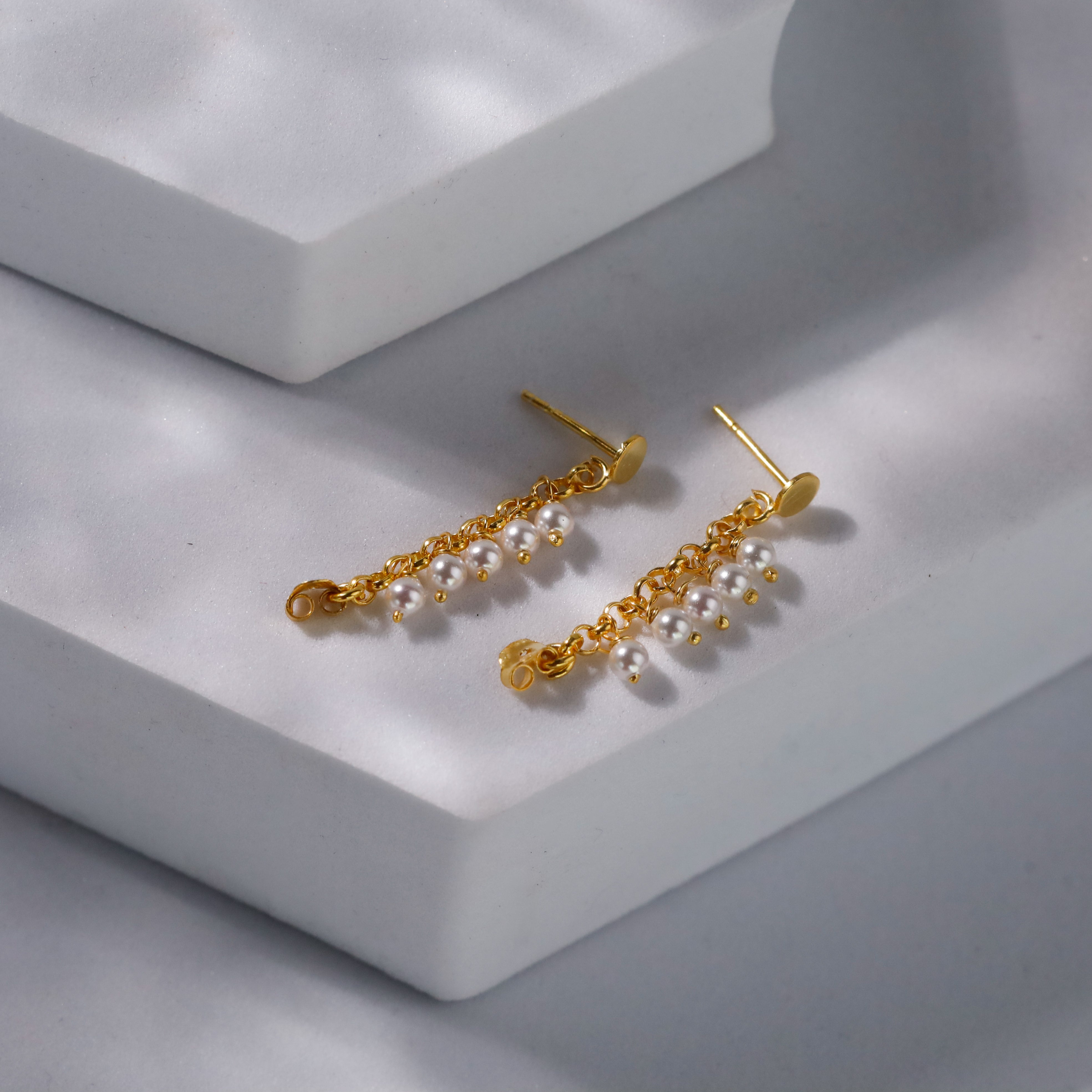 Pearl Trinkets: Dainty Pearl Earrings | 92.5 Silver | 22K Gold Plated