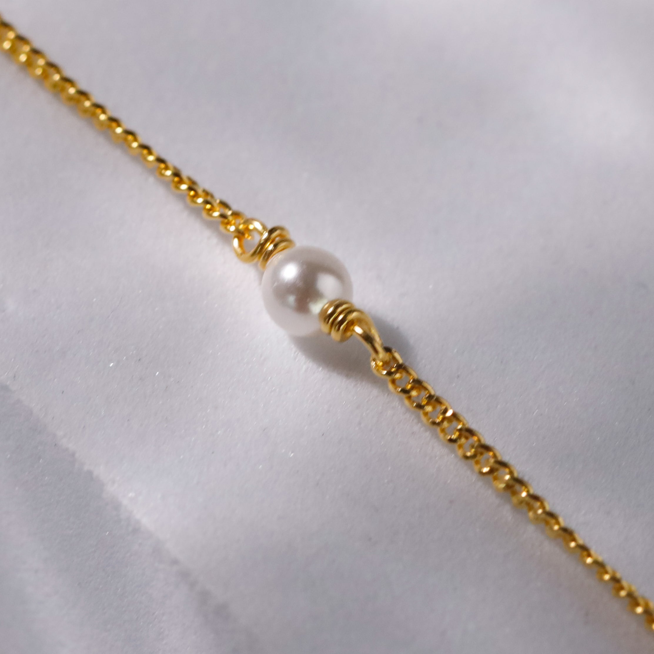 Classic Pearl Chain (White Pearls) | 92.5 Silver | 22K Gold Plated