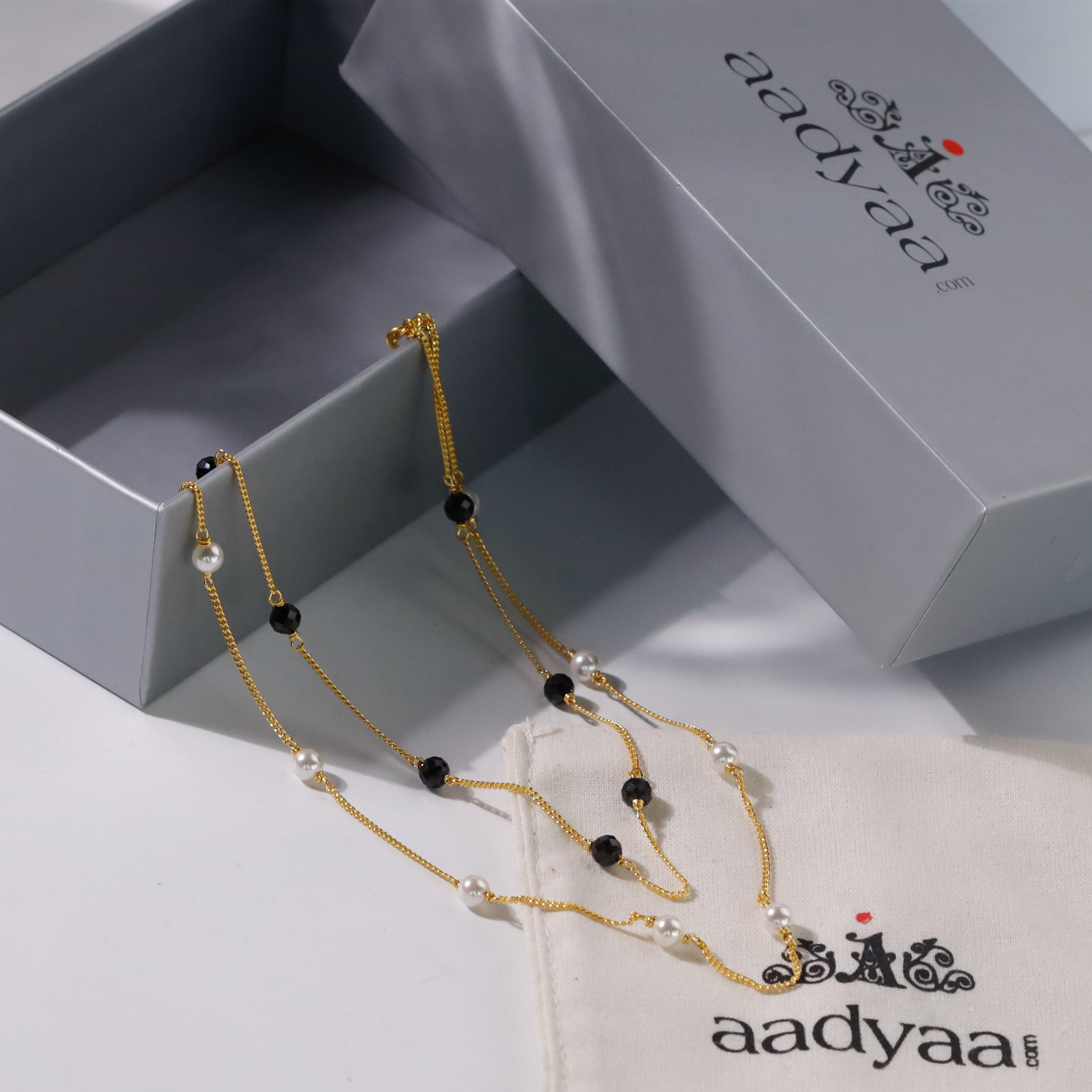 Three Way Silver Chain Mangalsutra | 92.5 Silver | 22K Gold Plated