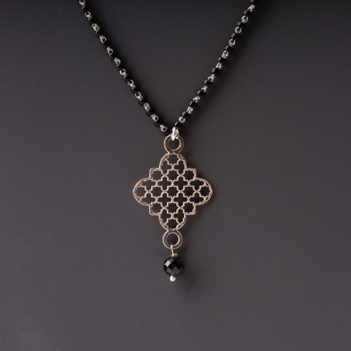 Silver Lasercut Pendant Mangalsutra