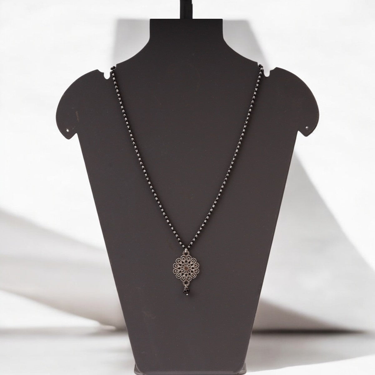 Silver Lasercut Pendant Mangalsutra