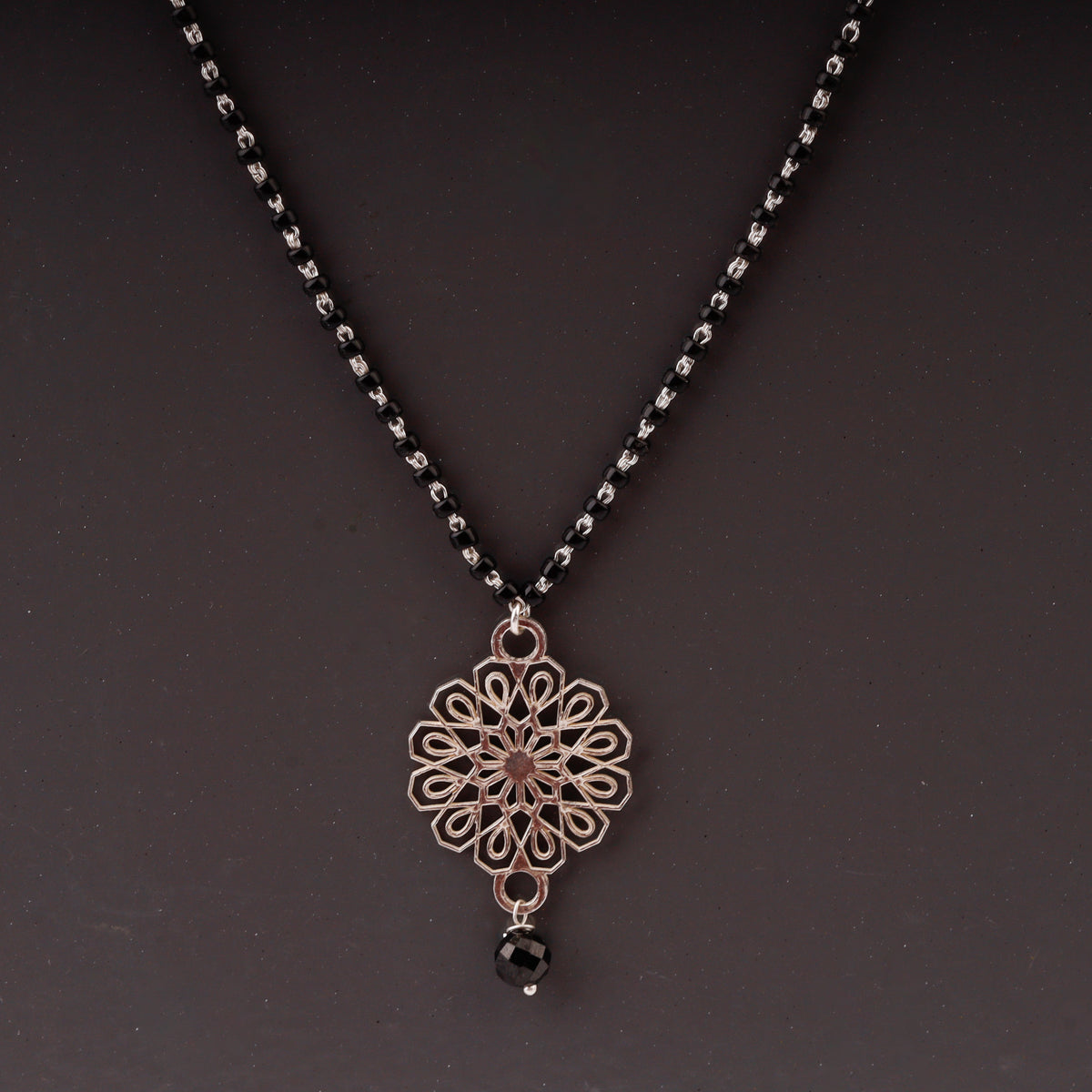 Silver Lasercut Pendant Mangalsutra