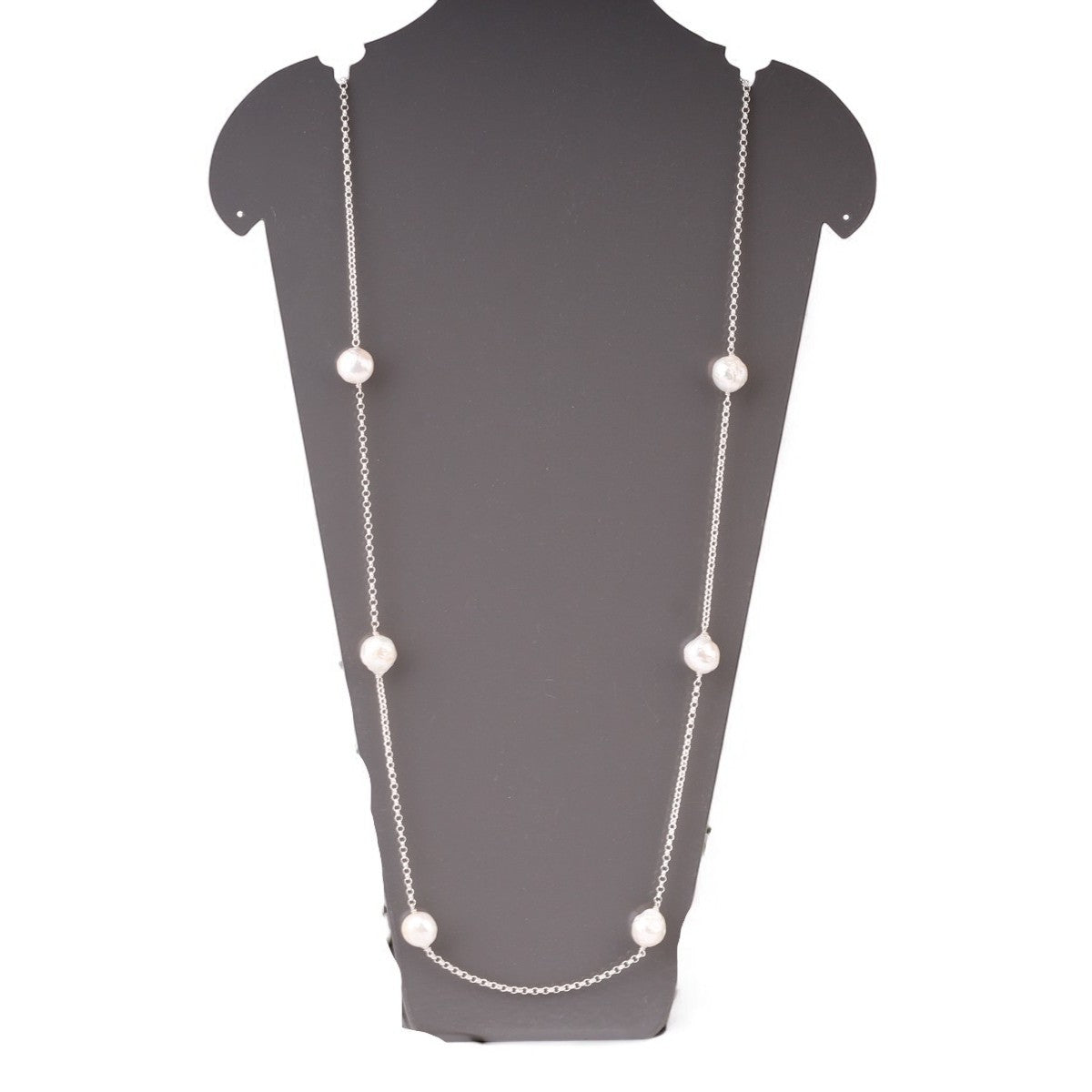 Silver Necklace with Round Pearl