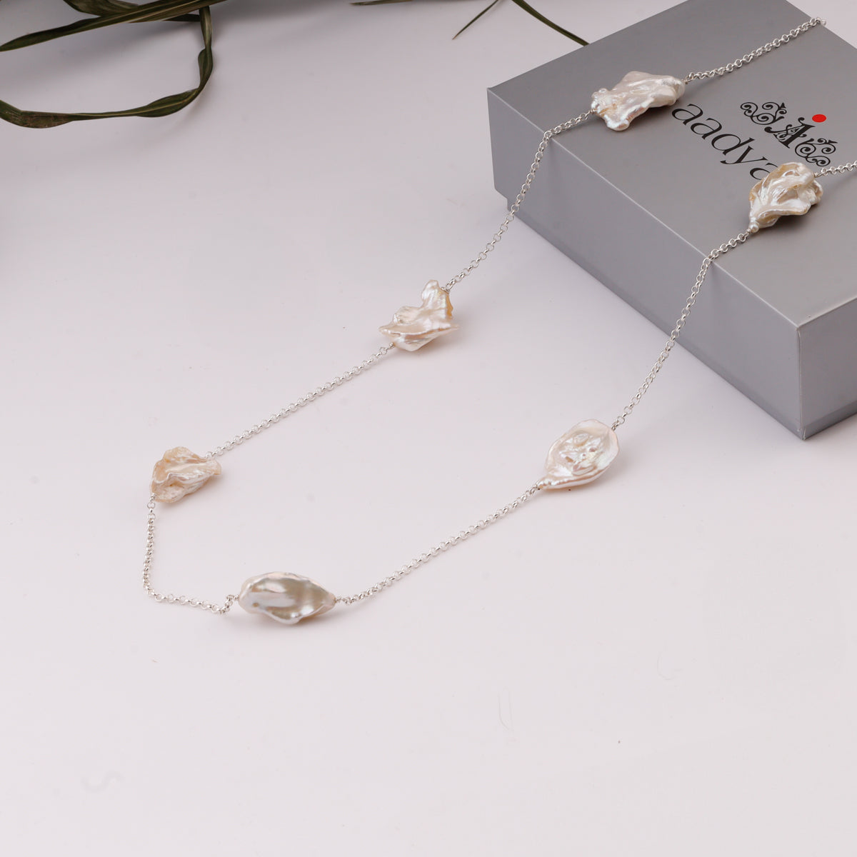 Silver Necklace with Natural Pearl