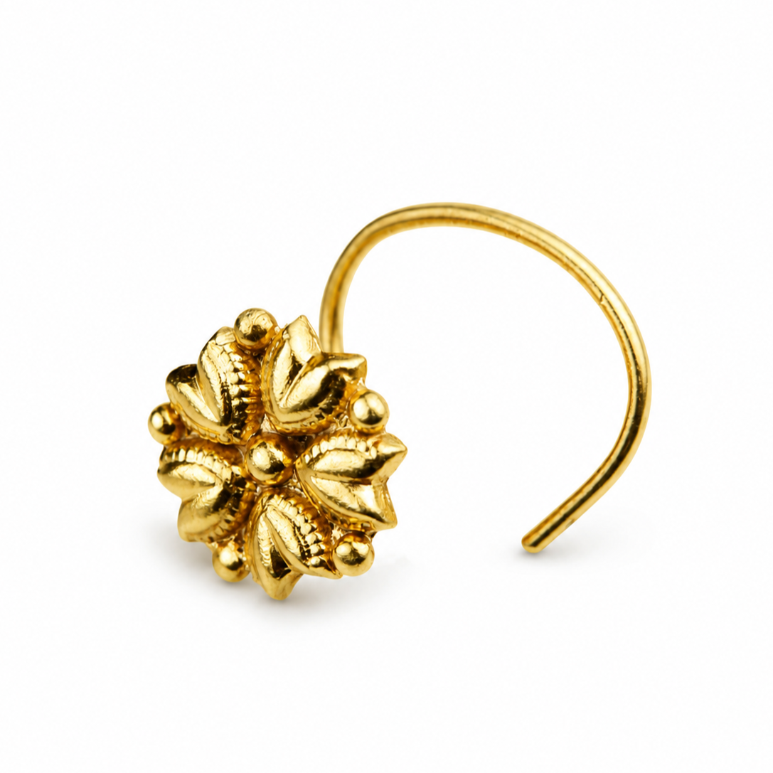 Mogra Nose pin- Pierced | 92.5 Silver | 22K Gold Plated