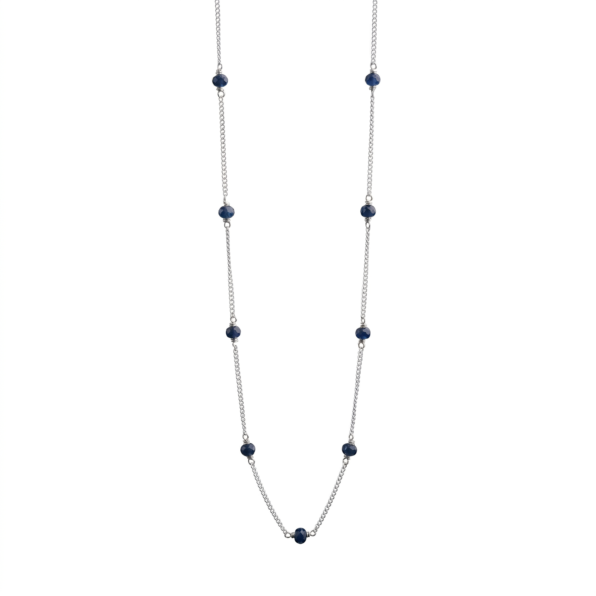 Navy Blue Sapphire Silver Chain