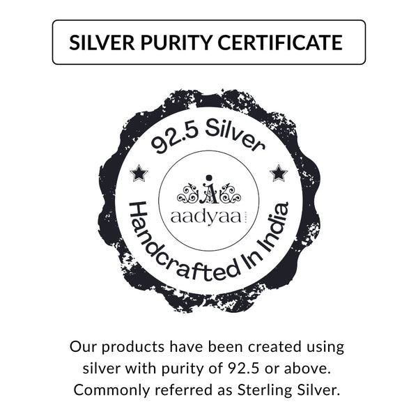 Silver purity certificate with 92.5 Silver mark and Aadyaa logo