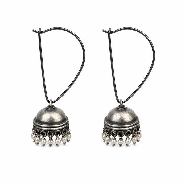 Oxidized Silver Jhumki: Big