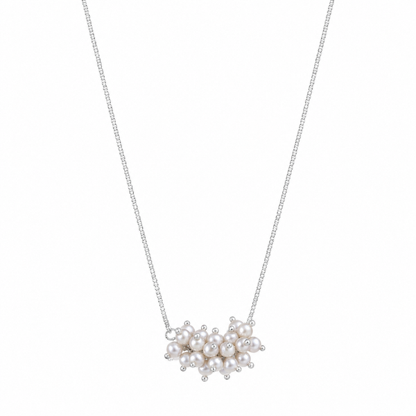 Pearl Bunch Silver Chain Necklace