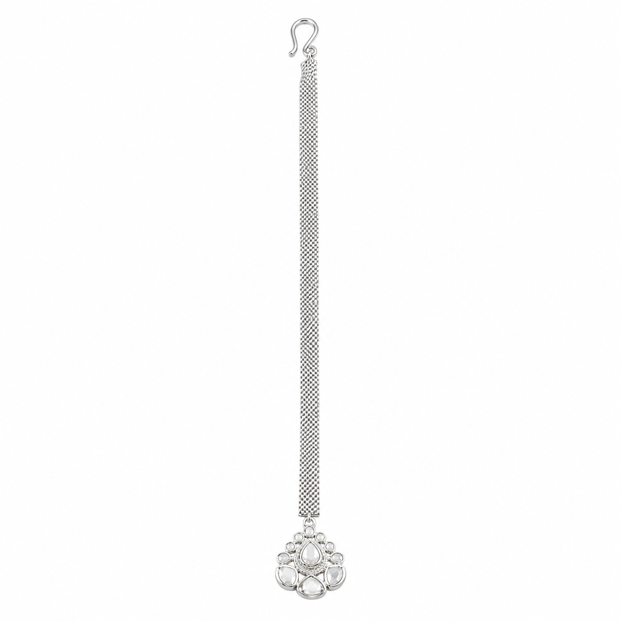 Polki Silver Maang Tika (Moissanite)