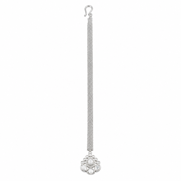 Polki Silver Maang Tika (Moissanite)