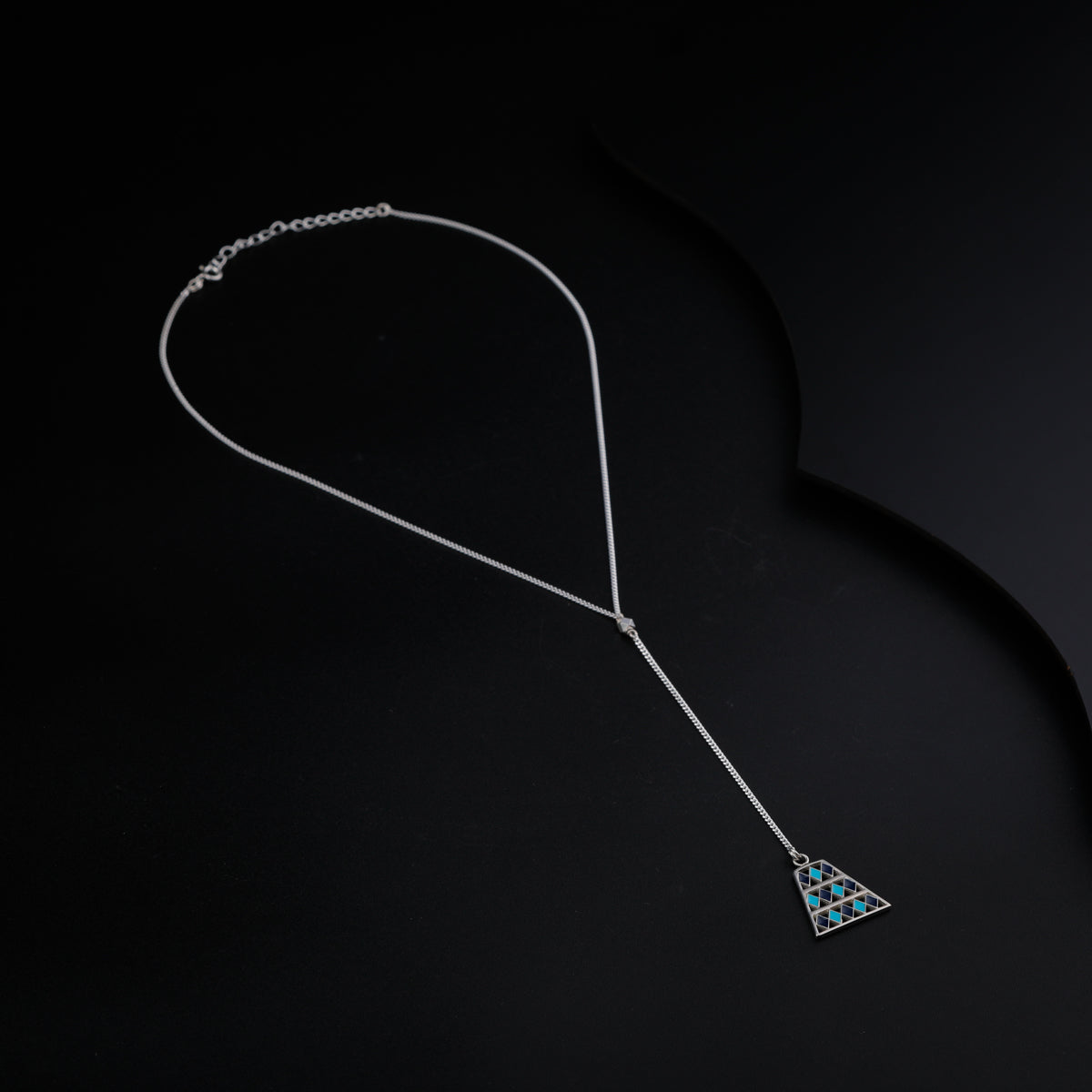 Y Necklace with Enamel Abstract Pendant