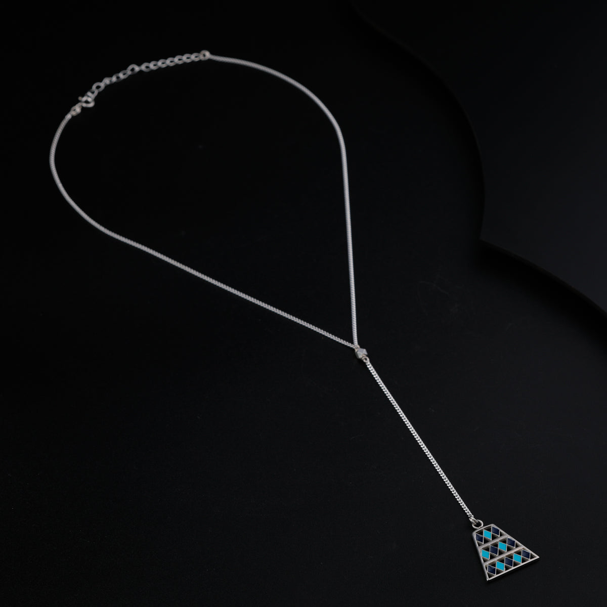 Y Necklace with Enamel Abstract Pendant
