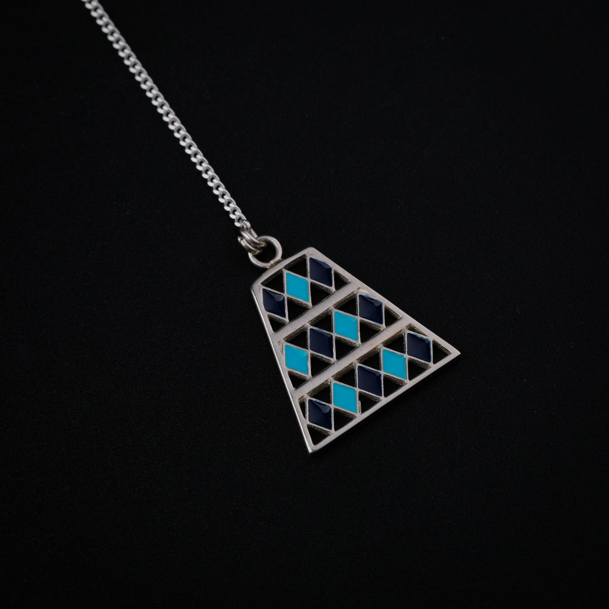 Y Necklace with Enamel Abstract Pendant