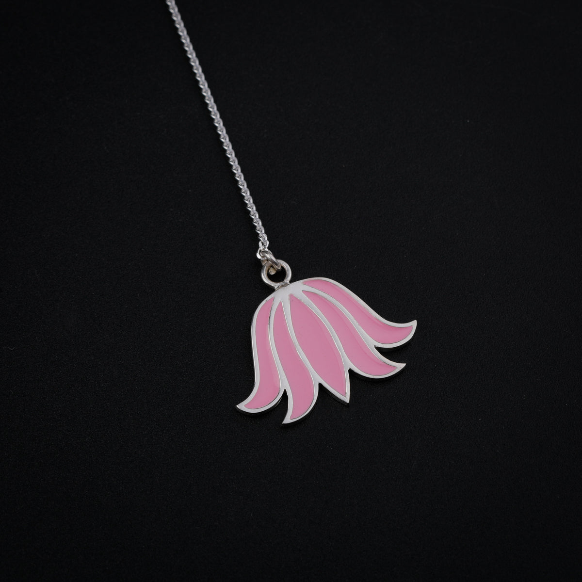 Y Necklace with Pink Lotus Motif