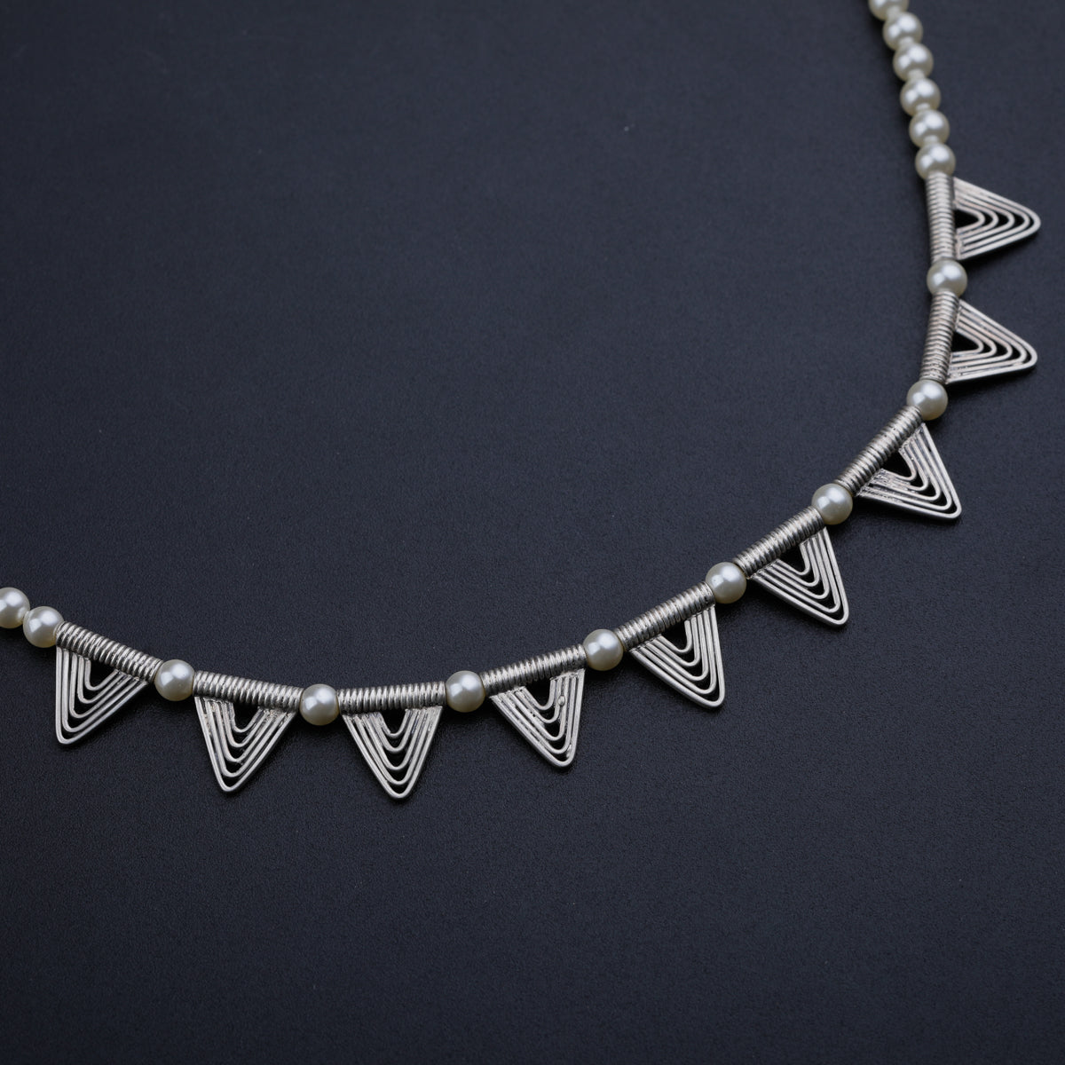 Spiral Triangle Necklace with Pearls