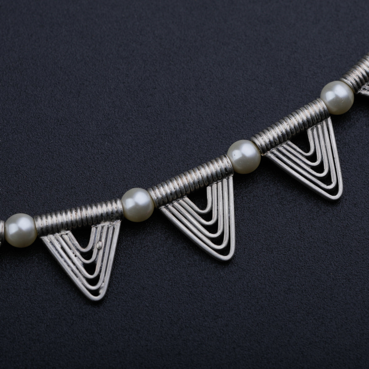 Spiral Triangle Necklace with Pearls