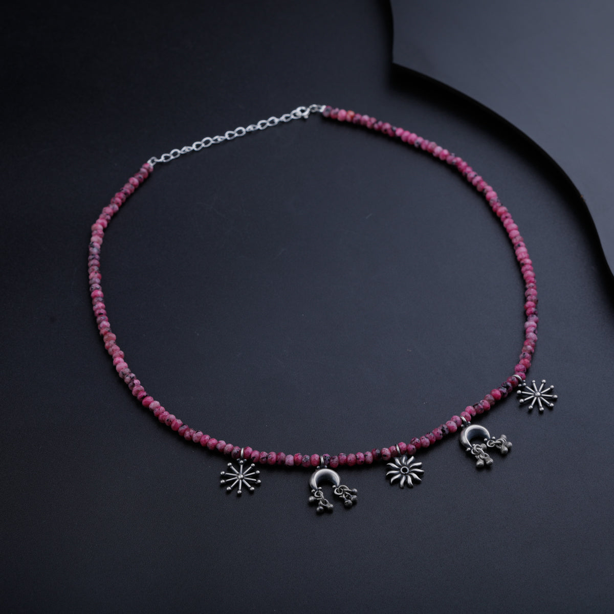 Multi Charm Necklace with Pink Sapphire