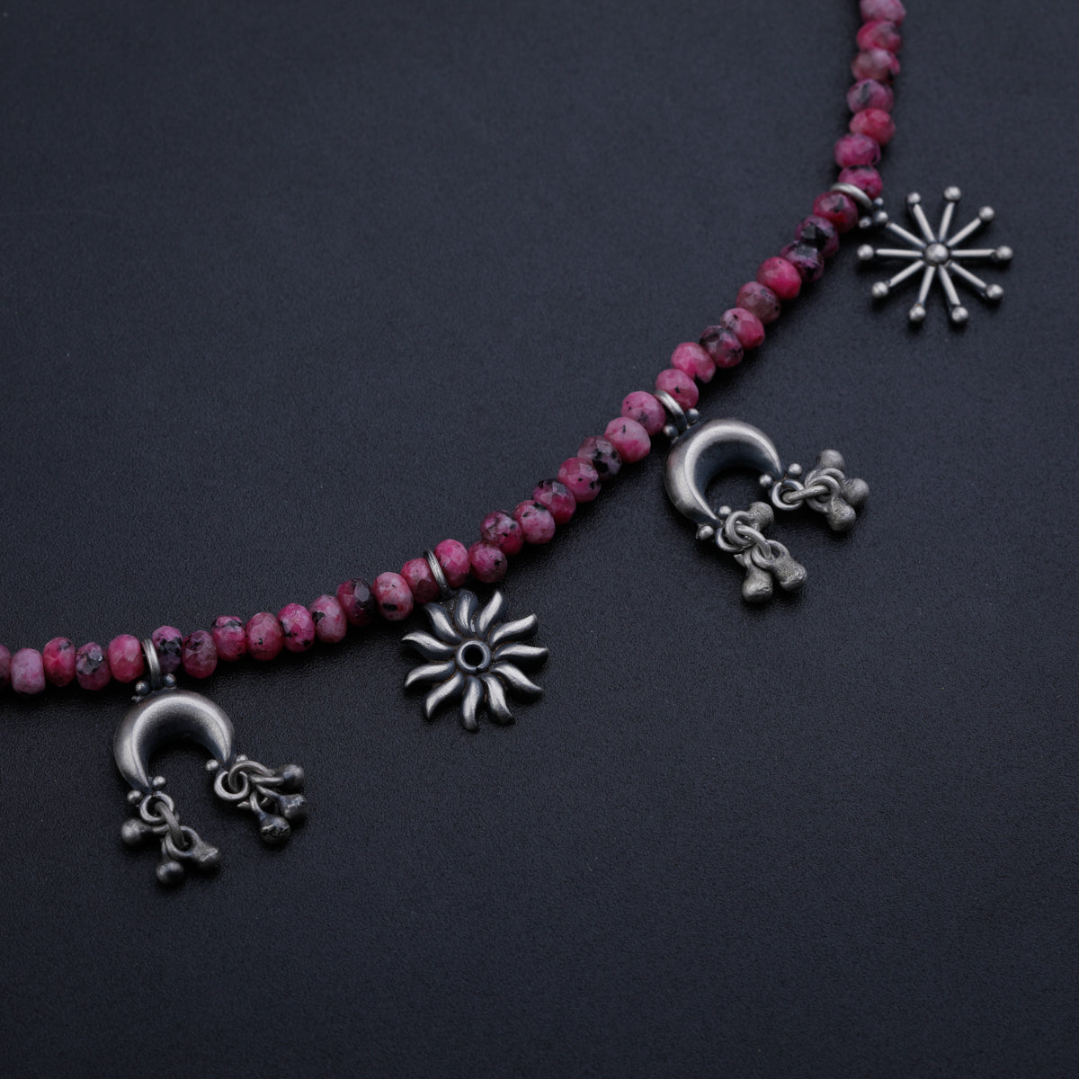 Multi Charm Necklace with Pink Sapphire