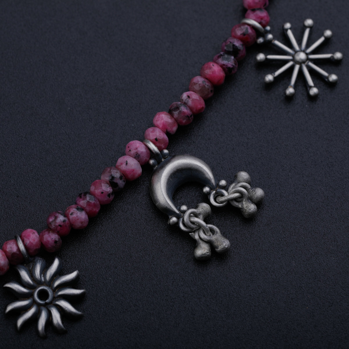 Multi Charm Necklace with Pink Sapphire