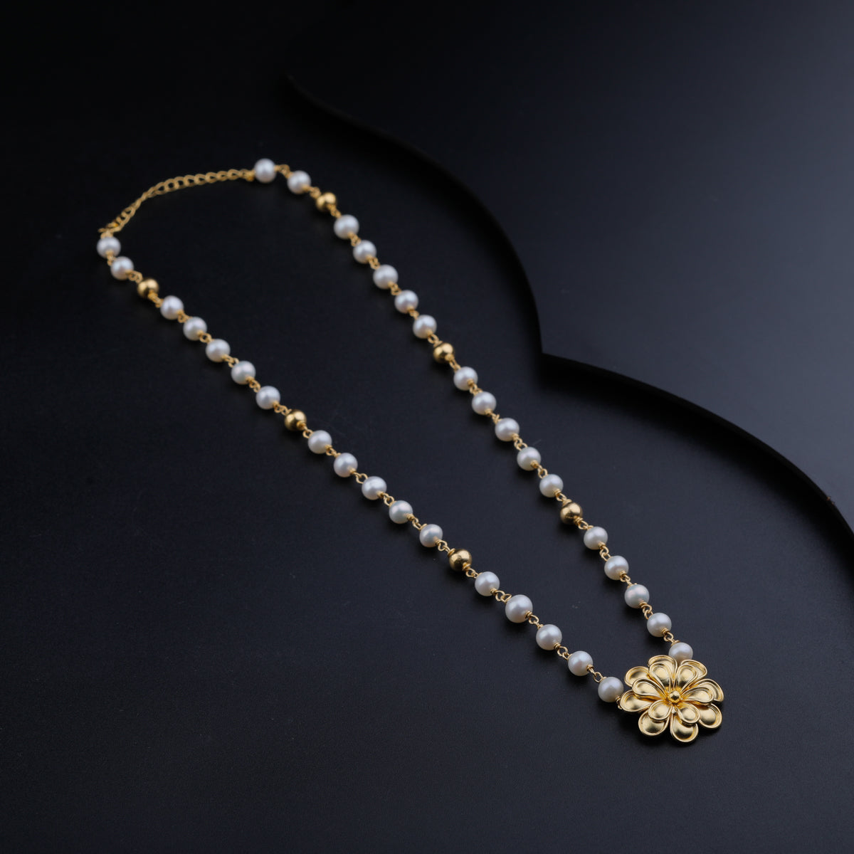 Double Flower Pendant Necklace |  92.5 Silver | 22K Gold Plated